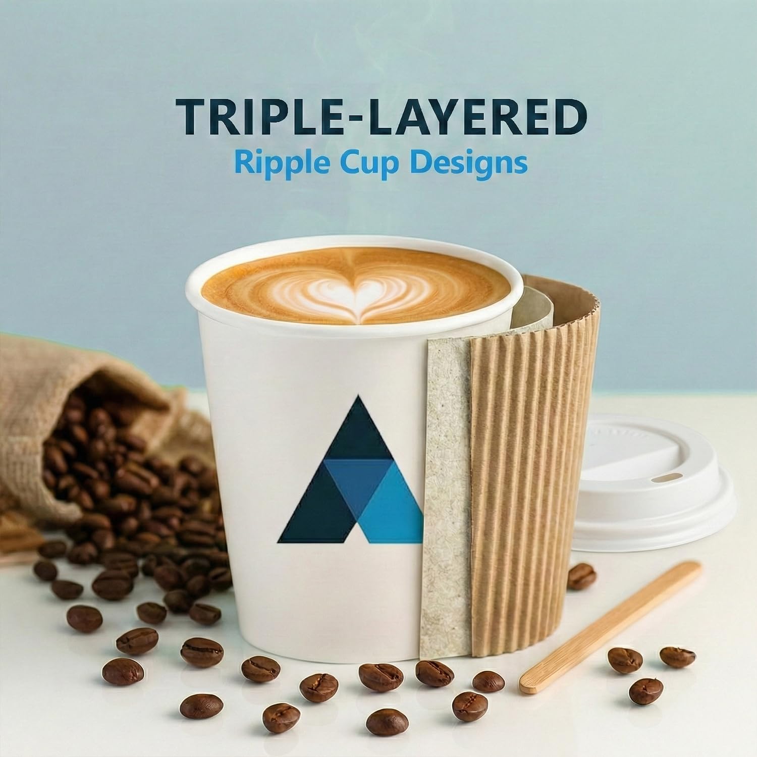 Nationwide Paper 50 Pcs 8oz Ripple Hot Coffee Cups with Leak-Proof Lids - Brown 5