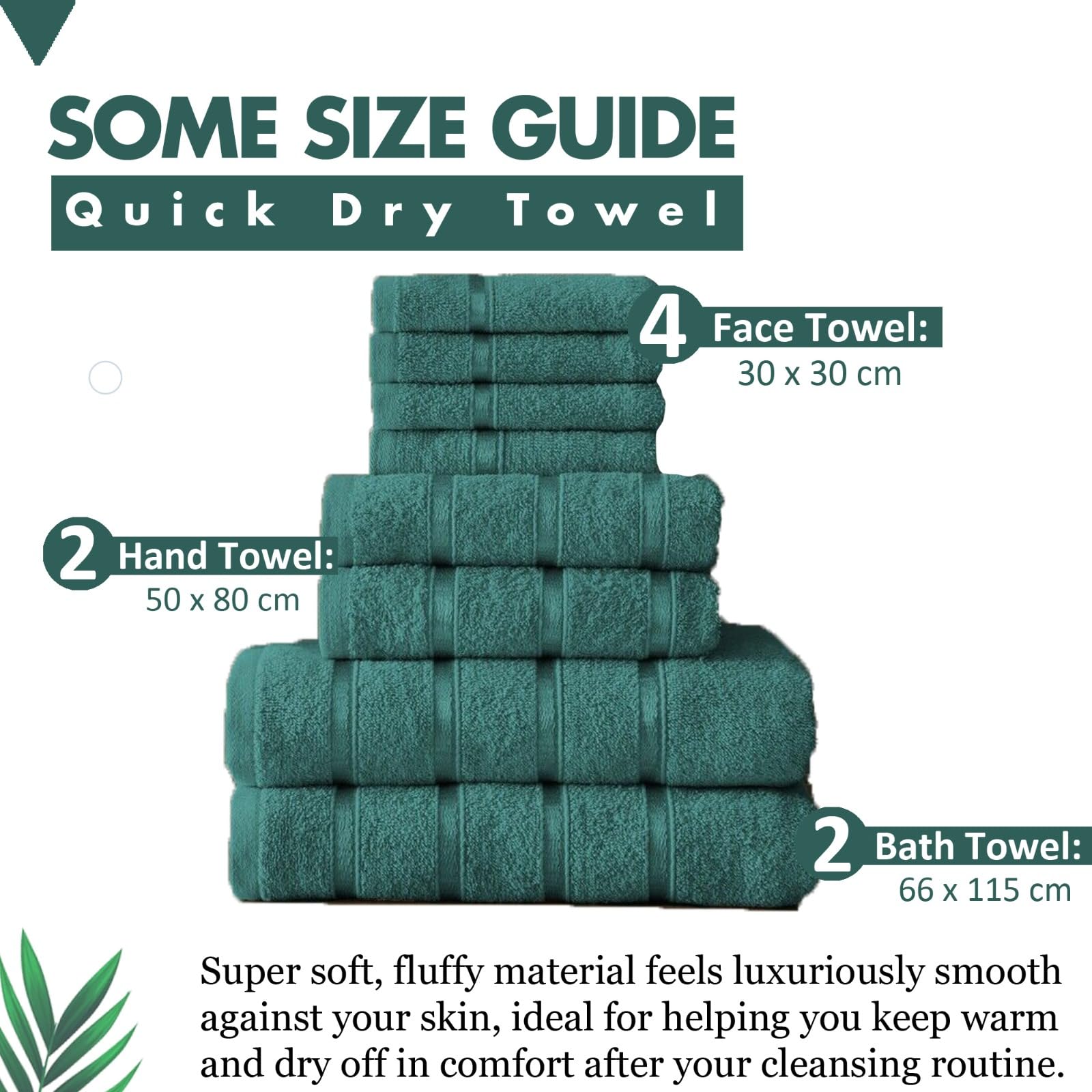 FAIRWAYUK Boston 8-Piece Towel Bale Set - 100% Egyptian Cotton, Super Soft, Teal 7