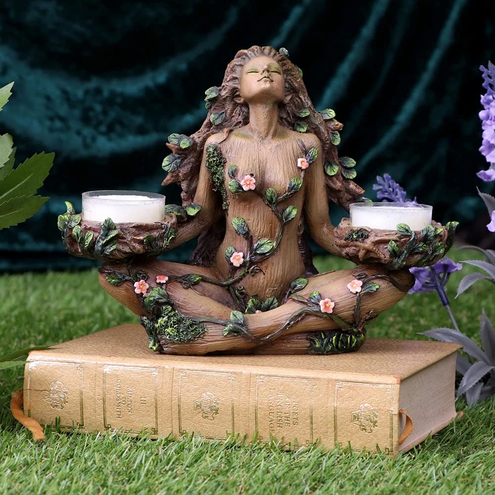Nemesis Now Balance of Nature Female Tree Spirit Tealight Holder | Brown Resin | 19cm 6