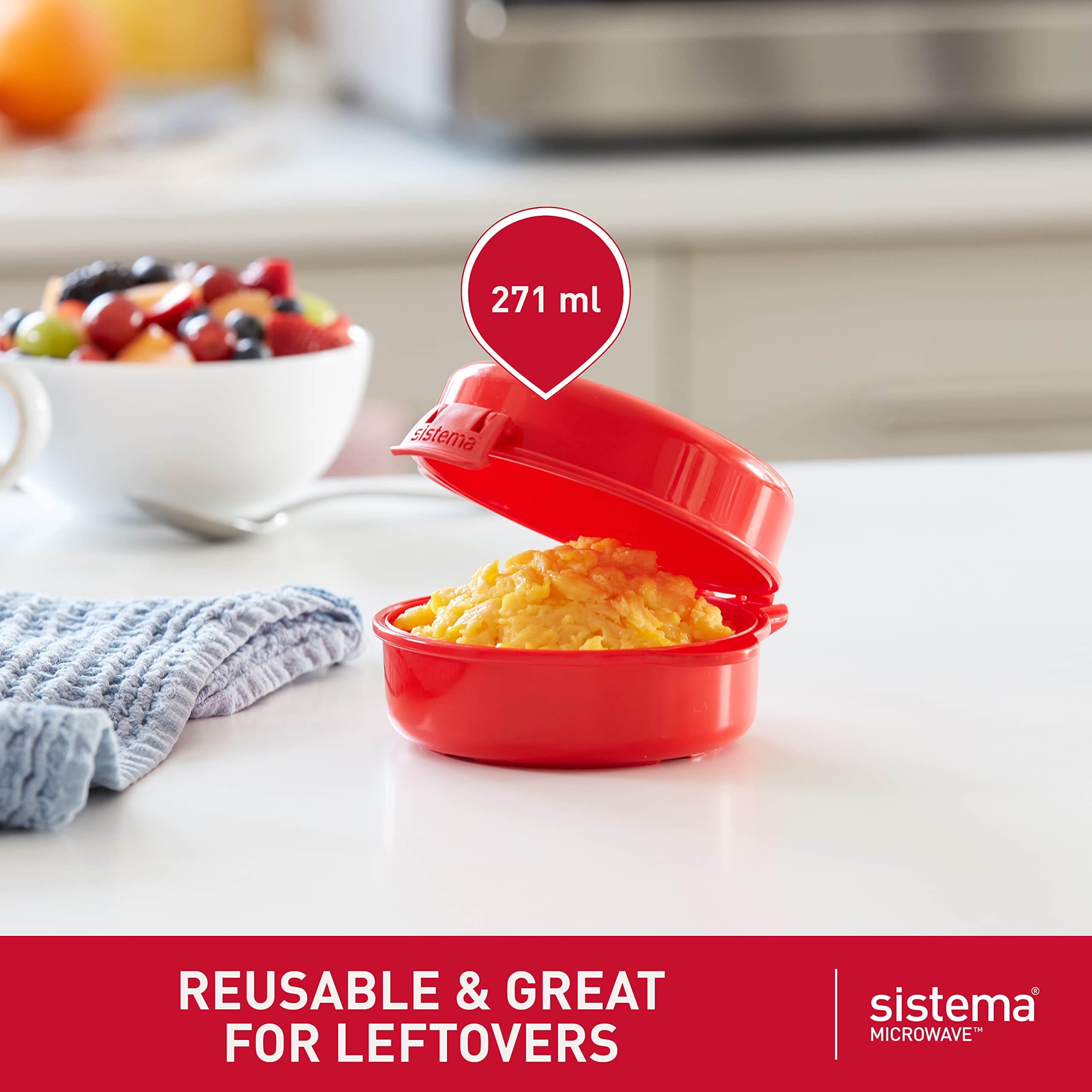 Sistema Easy Eggs Microwave Egg Cooker - 270 ml Capacity | Steam Release Vent | Red | 1 Count 5