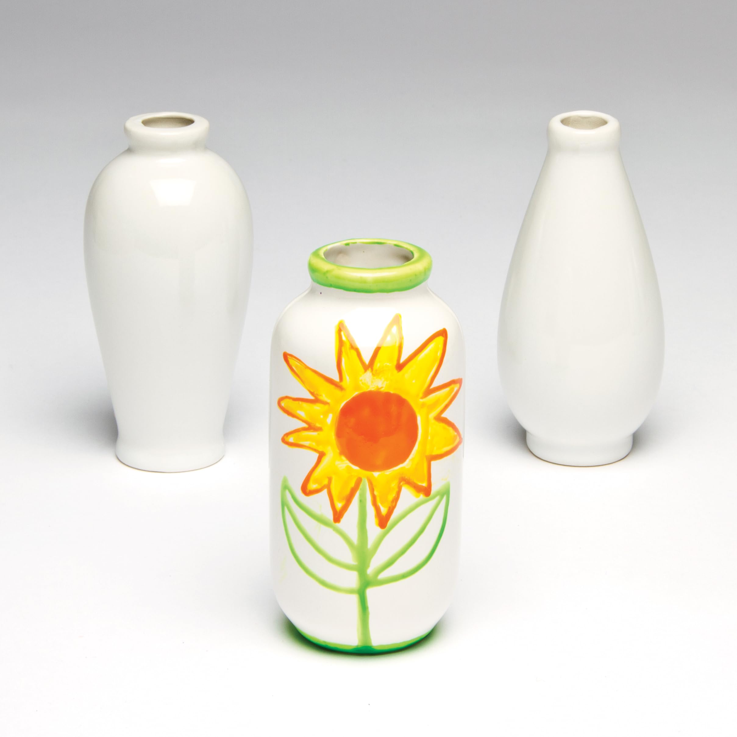 Baker Ross EC192 Mini Porcelain Vases for Decorating - Set of 6 | 10cm High | Assorted Designs 3