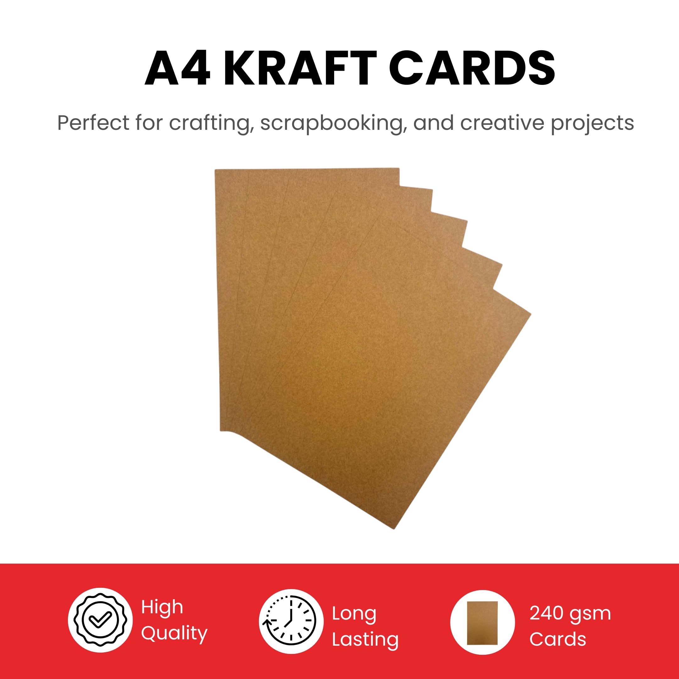 Janrax Kraft Card Sheets - A4 Size, 240gsm Weight | Pack of 10 | Ideal for Crafts 2