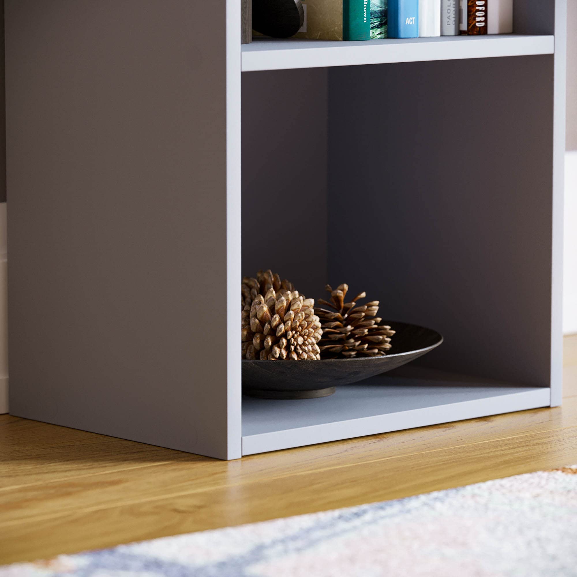 Vida Designs Oxford 5 Tier Cube Bookcase - Grey Wooden Shelving Unit | H 132 x W 32 x D 24 Cm 5