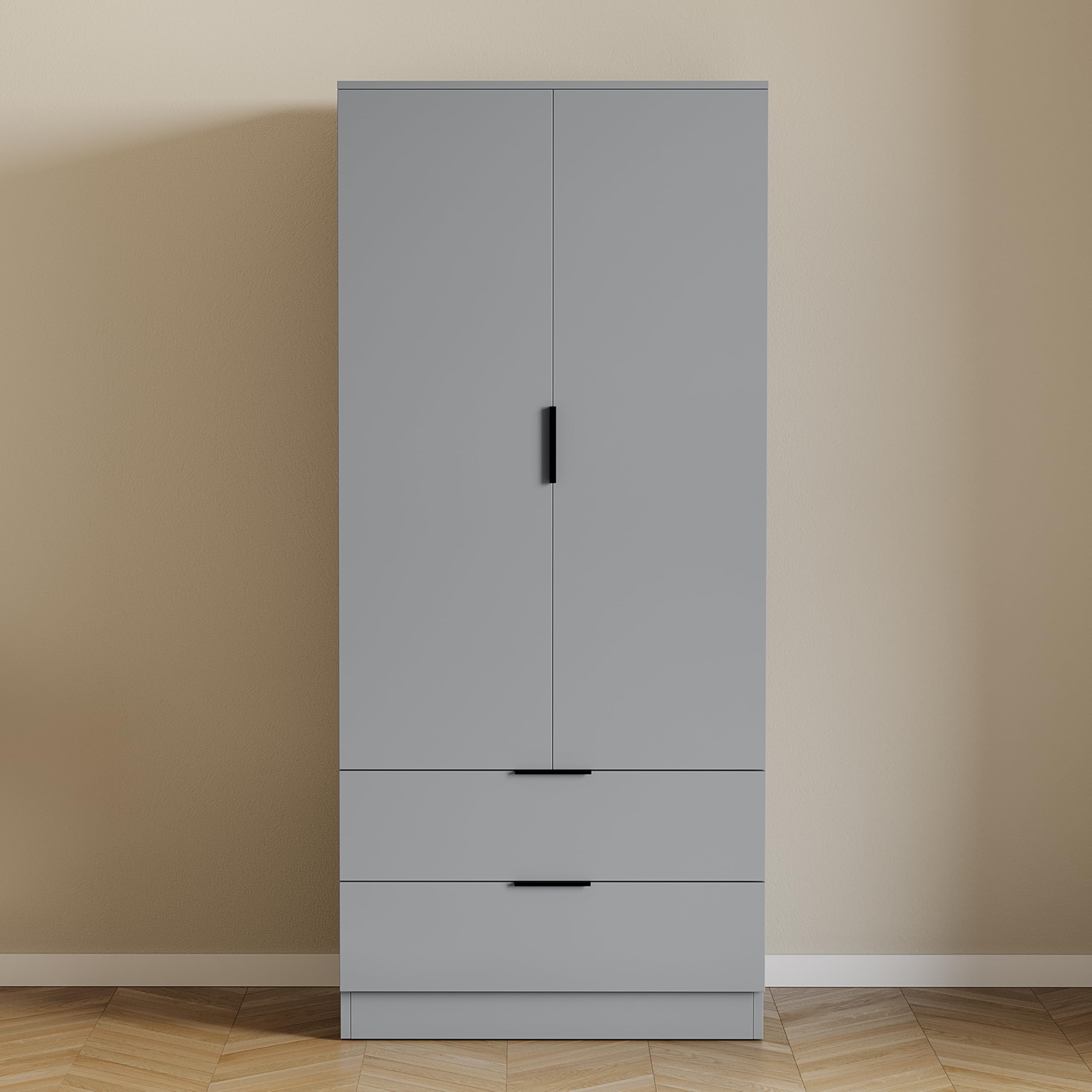 Vida Designs Trega Wardrobe - 2 Door 2 Drawer | Grey Finish | 170cm H x 76cm W 3