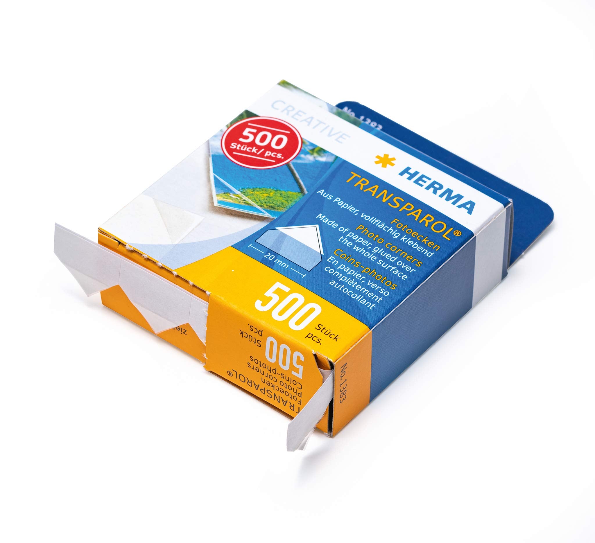 HERMA Photo Mounting Corners - Self-Adhesive, Removable | 500 Pack, Clear/White 2