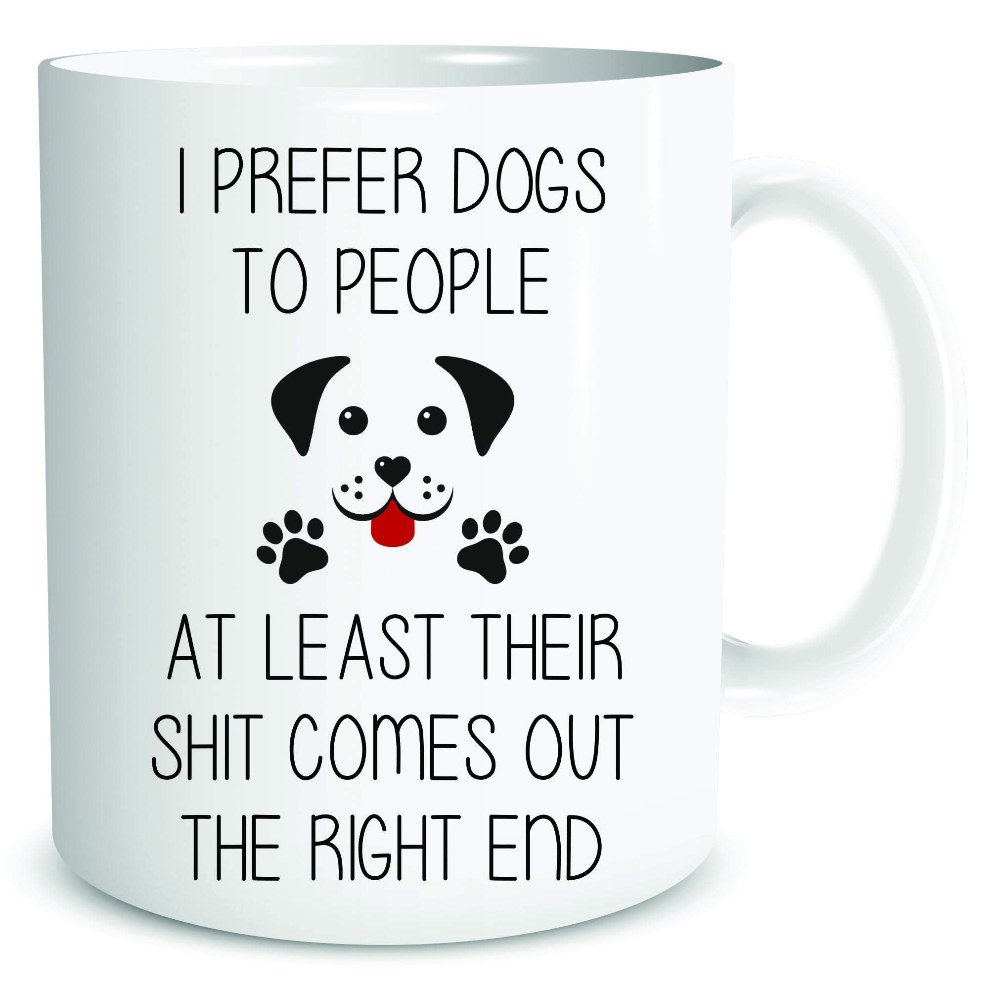 Peachy Antics I Prefer Dogs to People Ceramic Coffee Mug | Dishwasher Safe | White 1