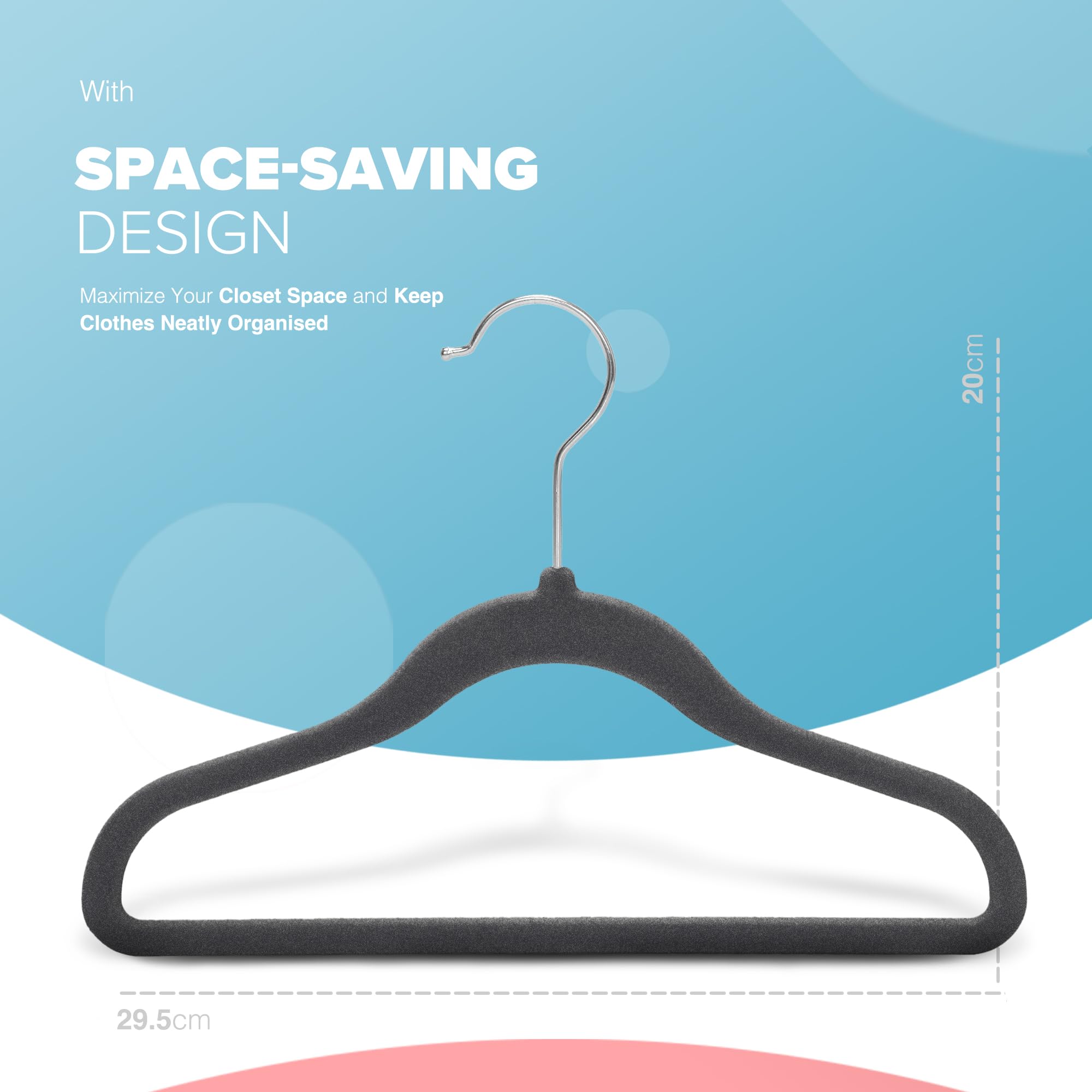 kidoola 20 Count Velvet Baby Hangers - Anti-Slip & Space-Saving for Newborn to 24 Months