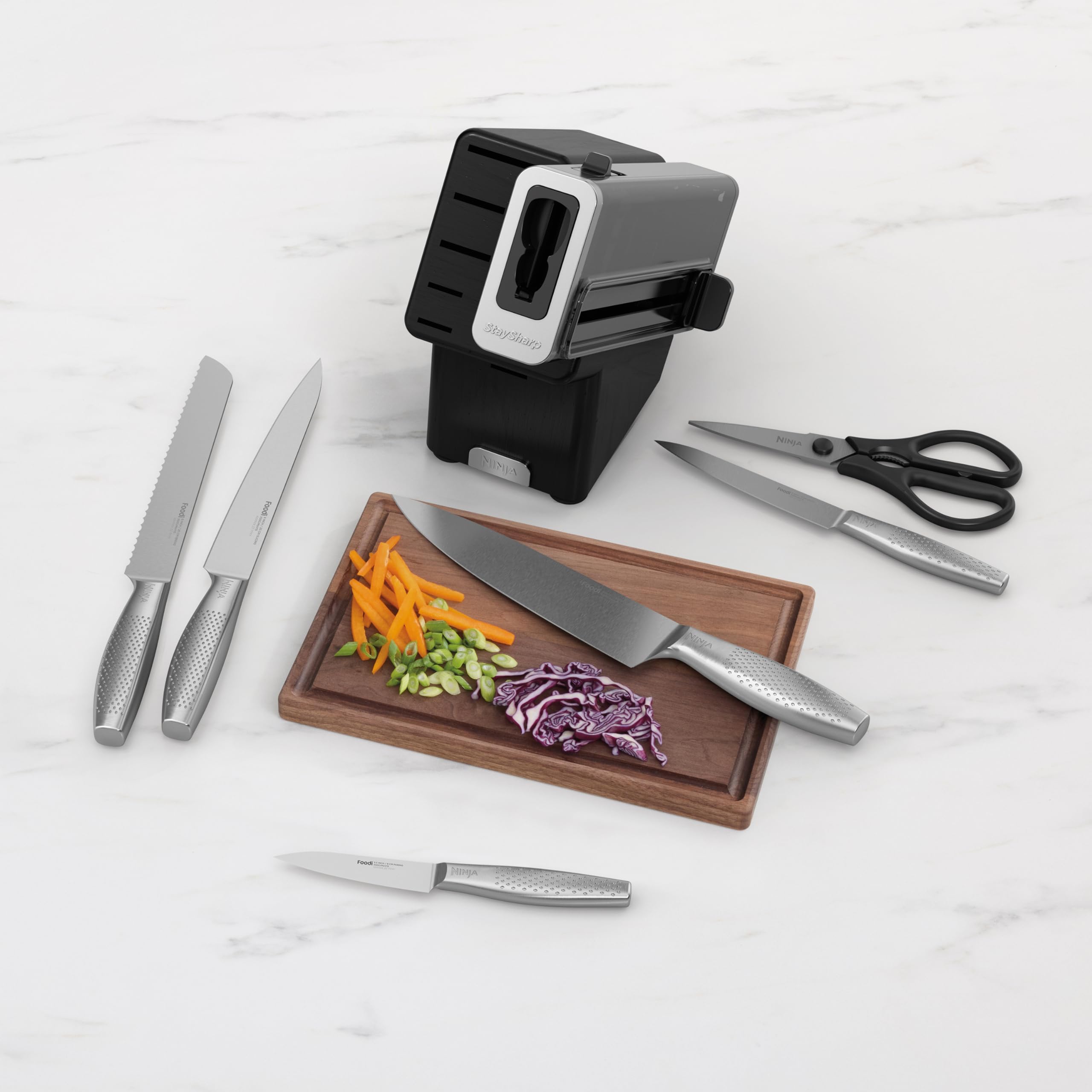 Ninja StaySharp 6-Piece Kitchen Knife Set with Integrated Sharpener and Scissors | German Stainless Steel 2