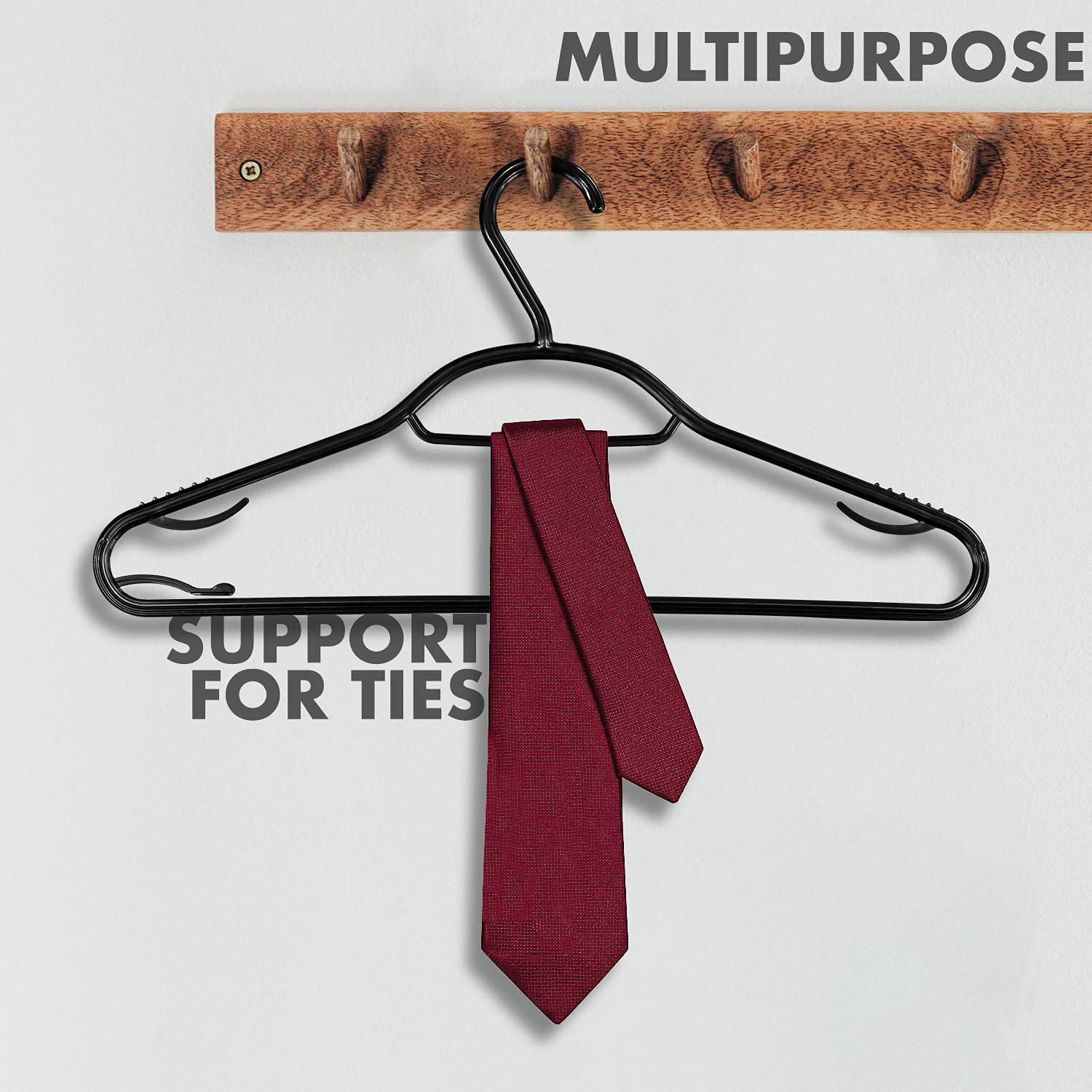 KEPLIN 60 Pack Space Saving Coat Hangers - Plastic, Non-Slip, Tie Bar | Supports 5kg 6