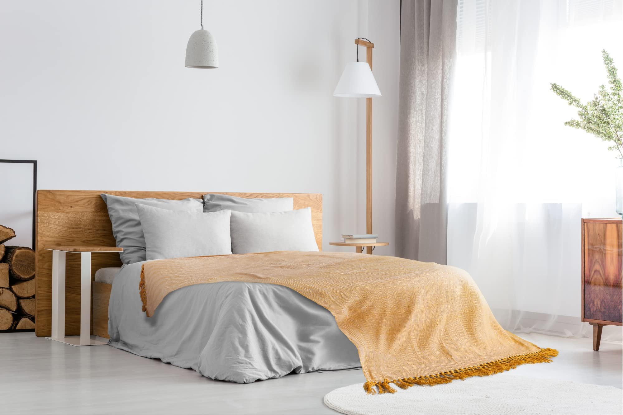 Emma Barclay Herringbone Recycled Cotton Throw Blanket - Ochre Yellow | 50x60 Inches (127x152cm) 7
