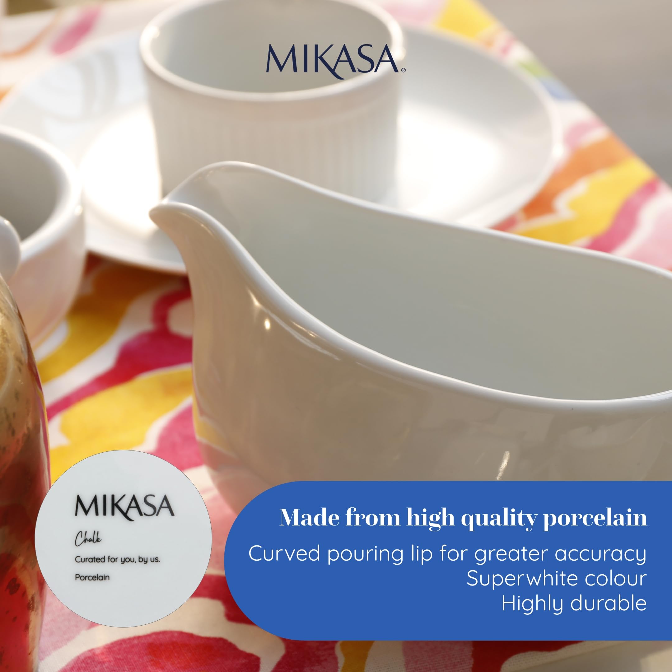 MIKASA Chalk Porcelain Gravy Boat - 700ml Capacity | Dishwasher Safe | 22cm Length 6