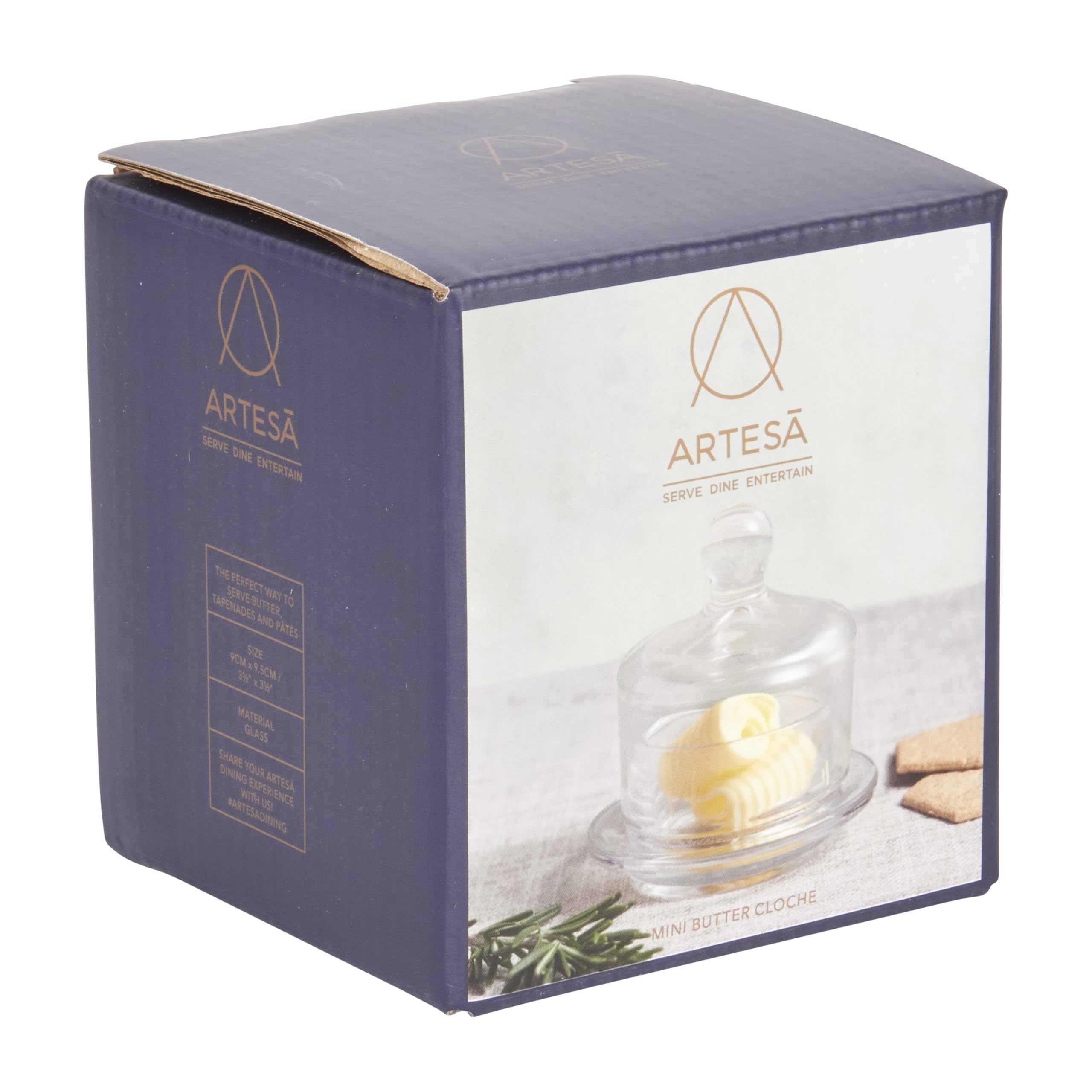 Artesà Glass Mini Butter Dish with Lid | Crystal Clear | Dishwasher Safe | 9 x 9.5 cm 7