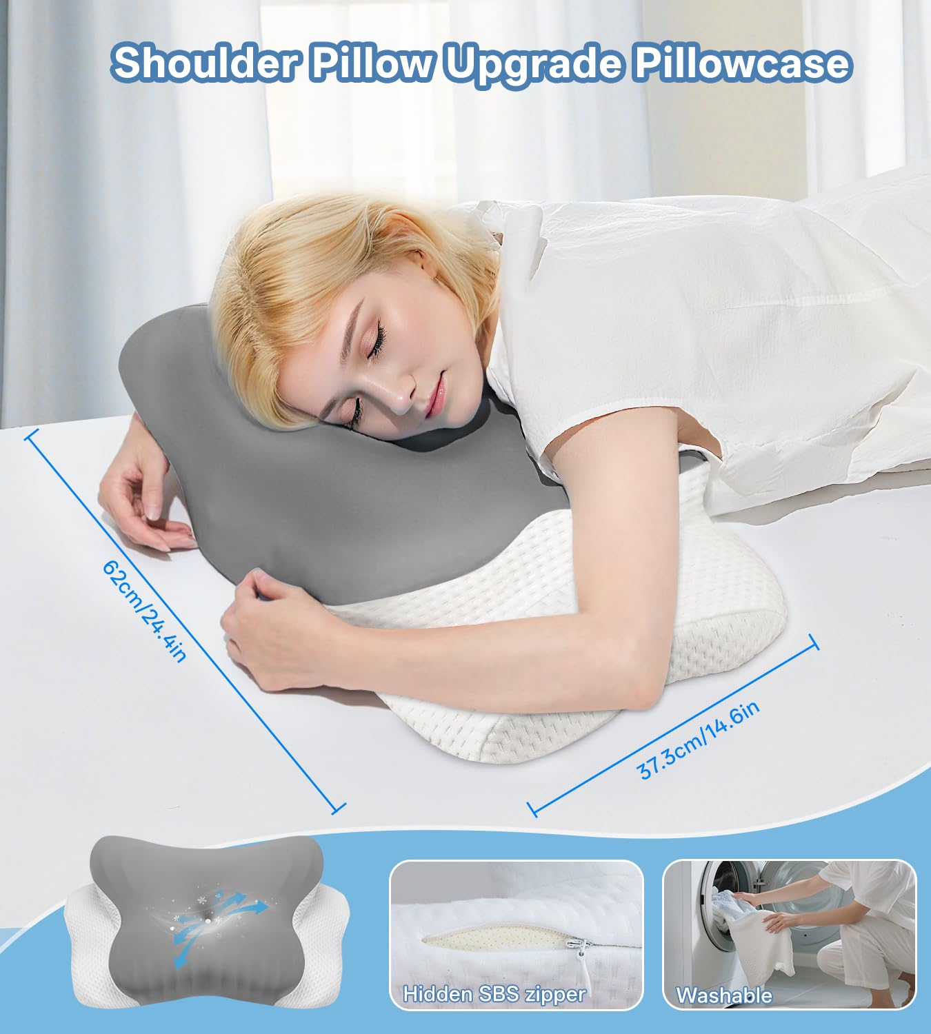 MISSCOZY Ergonomic Snore Relief Pillow HK30001 | Dual Height | CertiPUR-US Memory Foam 8