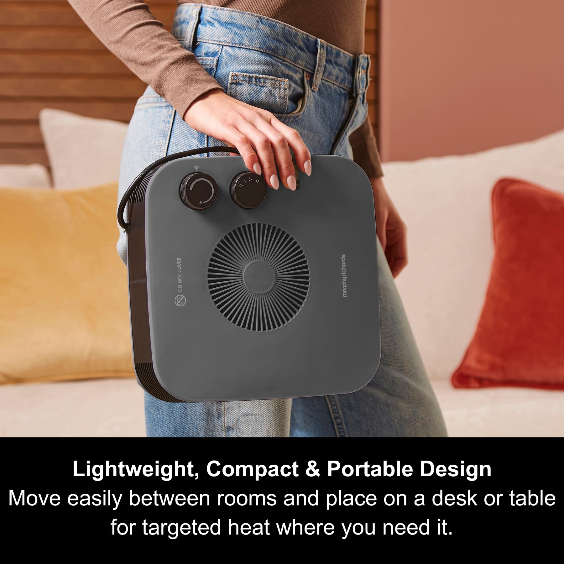 Morphy Richards HeatFlux 2000W Flat Fan Heater | Adjustable Thermostat | Grey 4