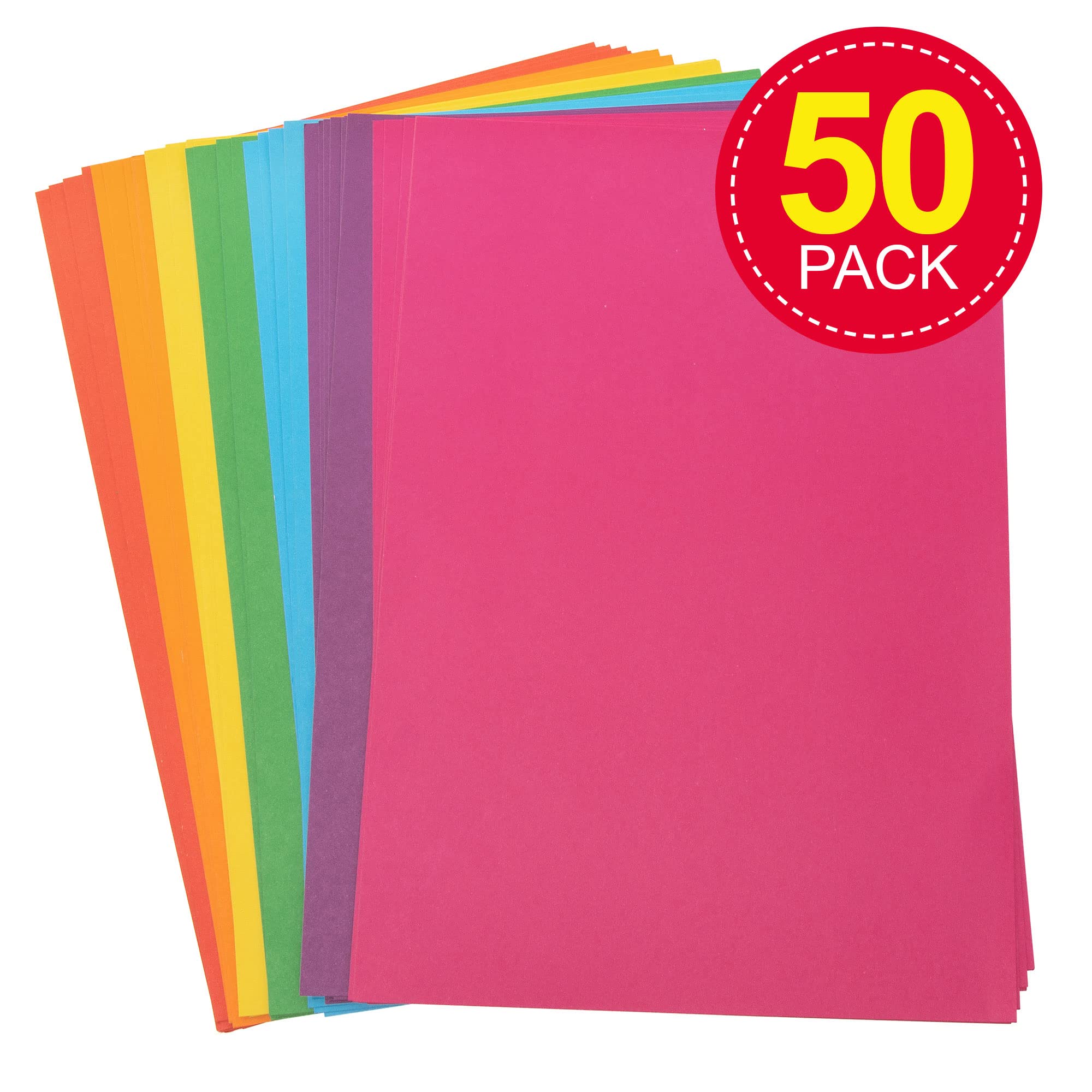 Baker Ross AV535 A4 Rainbow Coloured Card (220gsm) - Pack of 50 Sheets for Crafts 2