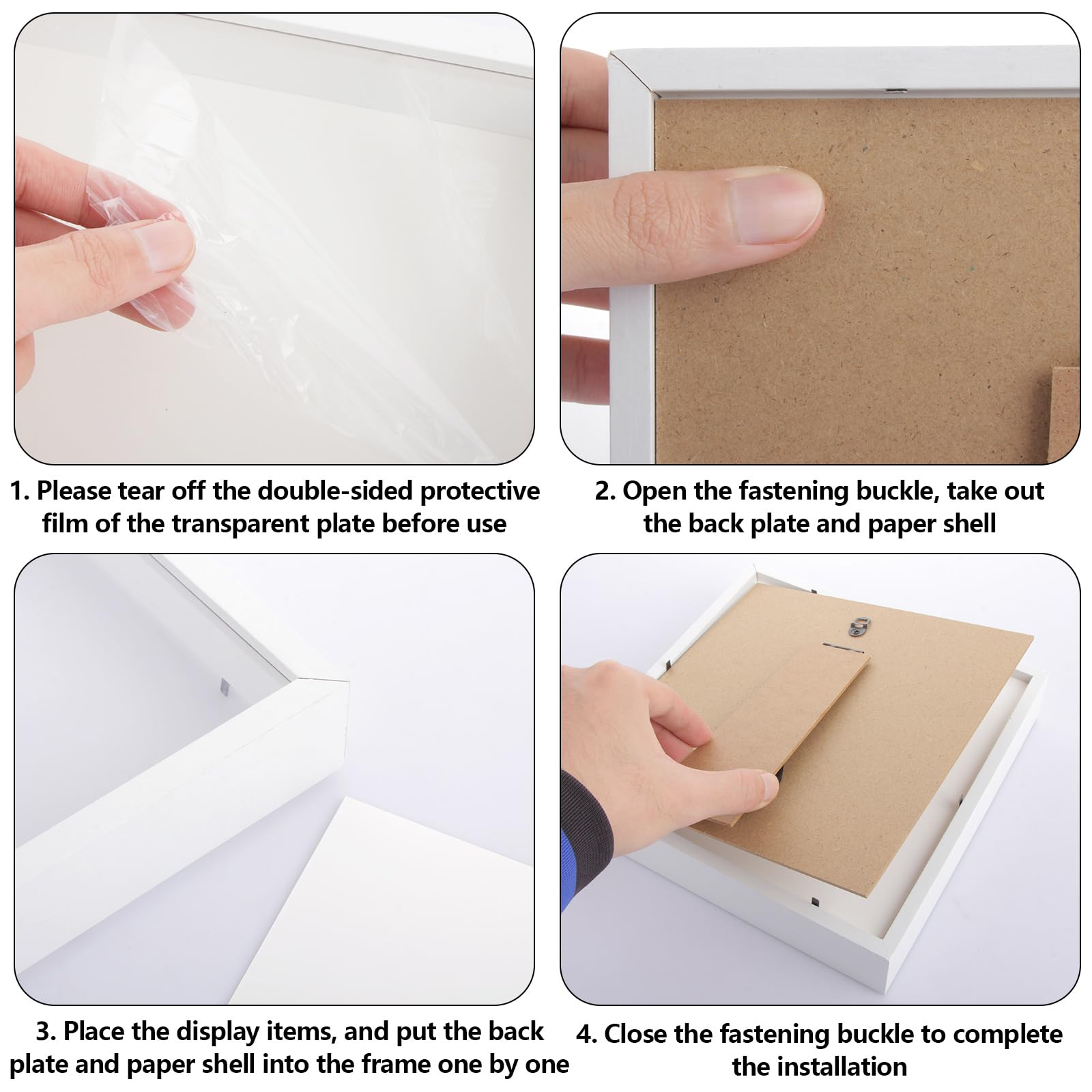 ASelected 3D Shadow Box Frame - 8x8 Inch Deep Display for Wall or Table | White MDF & Acrylic 4