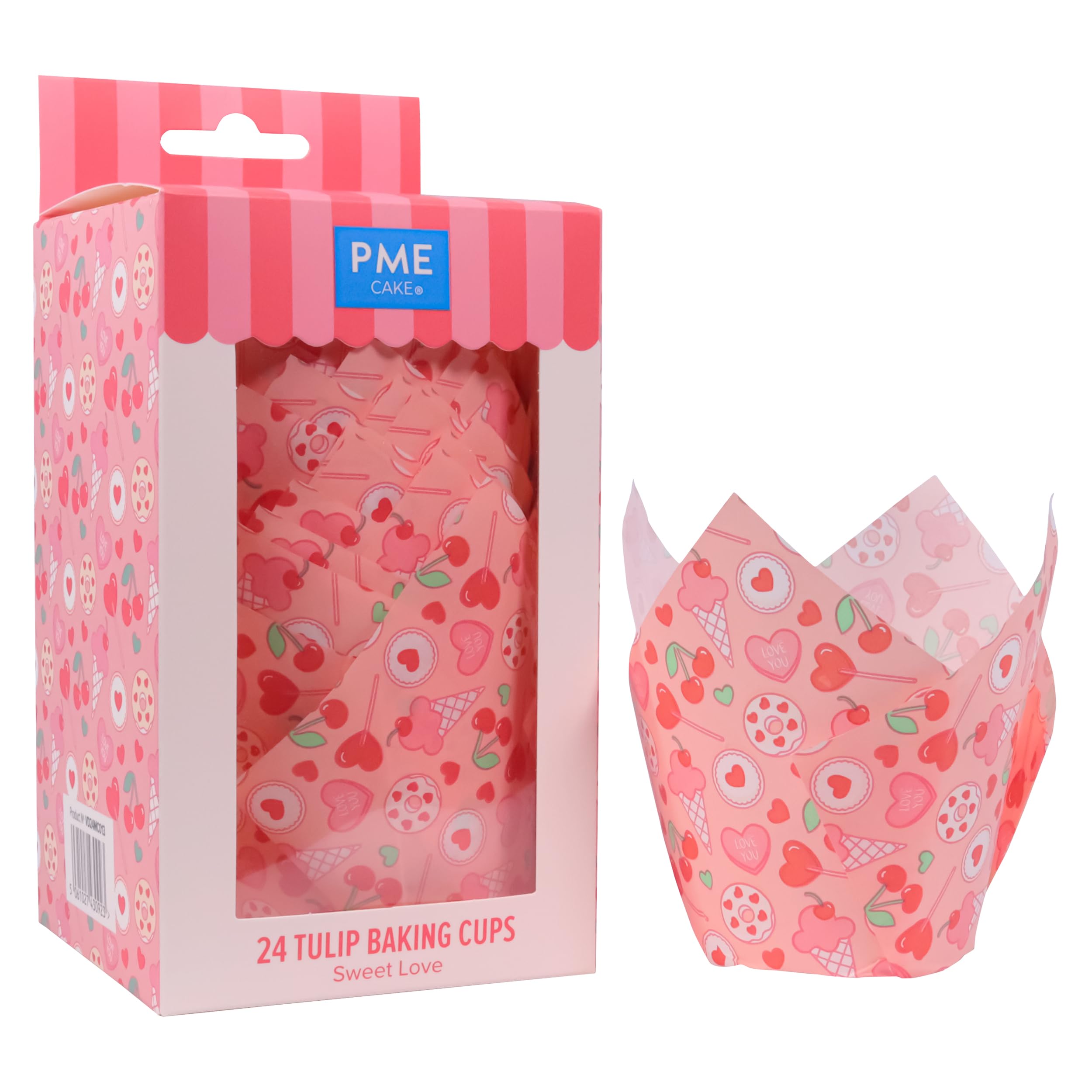 PME Valentines Tulip Muffin Cases - Sweet Love Design | Set of 24 | Grease-Proof Paper 1