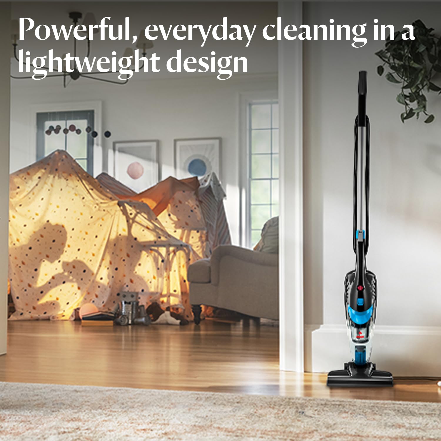 BISSELL Featherweight 2-in-1 Bagless Upright Vacuum | 360W | Lightweight 1.59kg | Titanium & Blue
