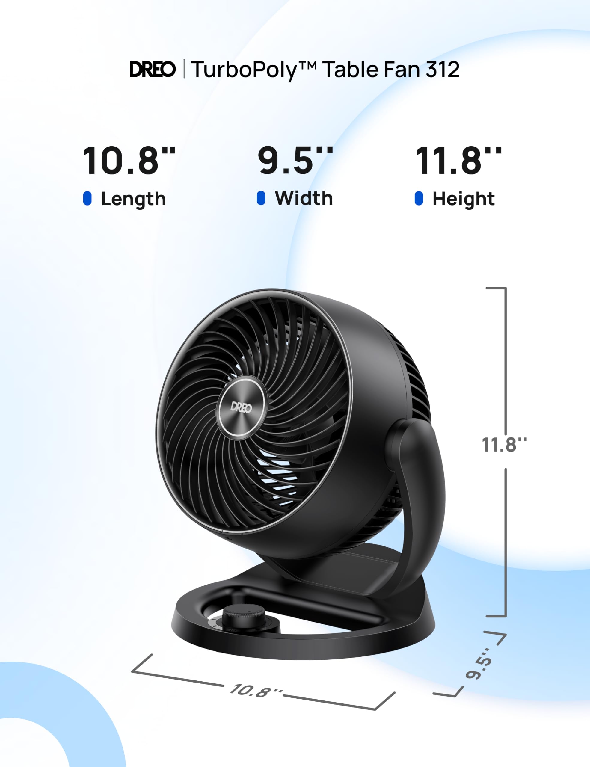 Dreo 12 Inch Desk Fan for Bedroom - 25dB Silent Cooling, 70ft Air Circulation | Black 6
