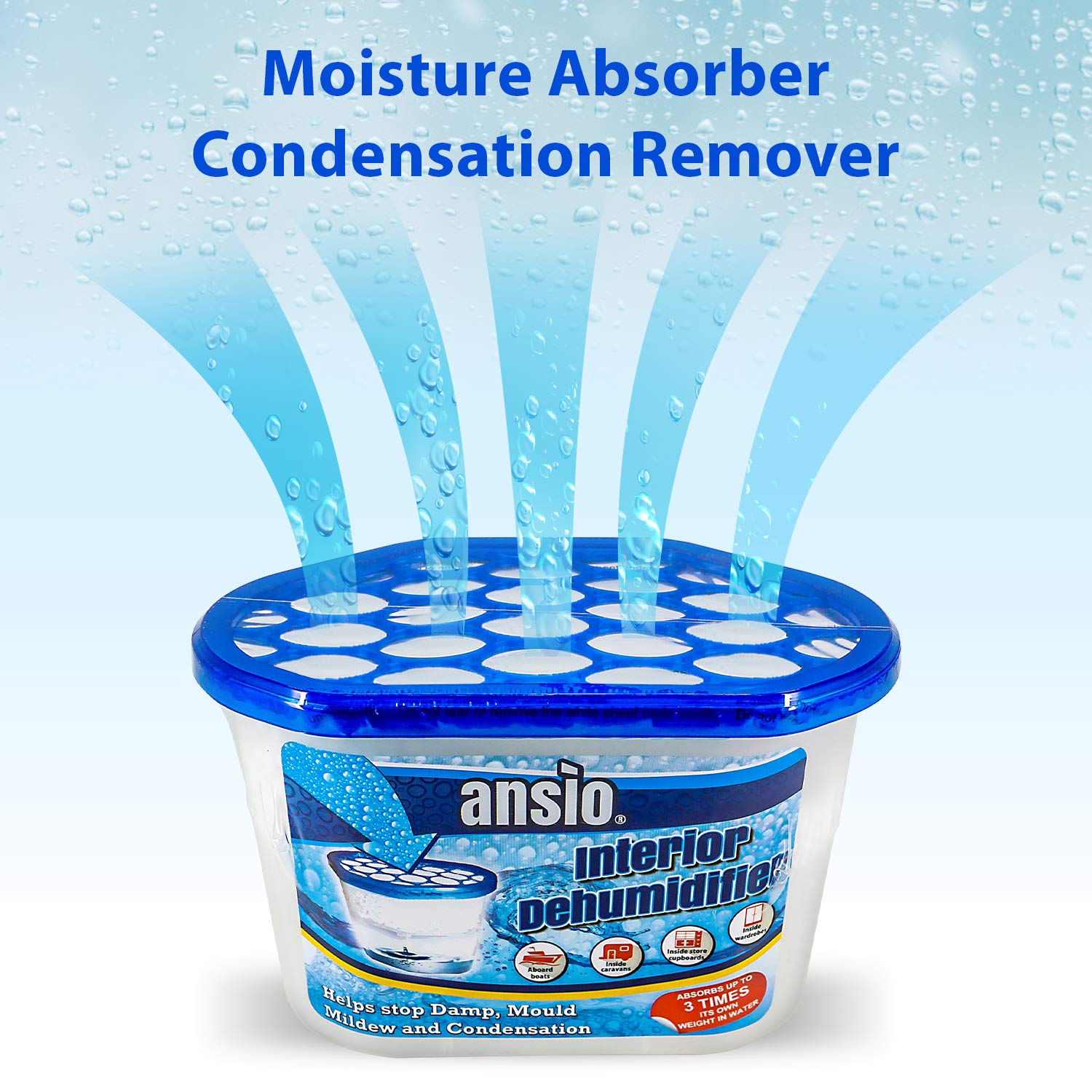 ANSIO Disposable Dehumidifier Tubs - Pack of 5 | Calcium Chloride | Absorbs up to 3x Own Weight 4