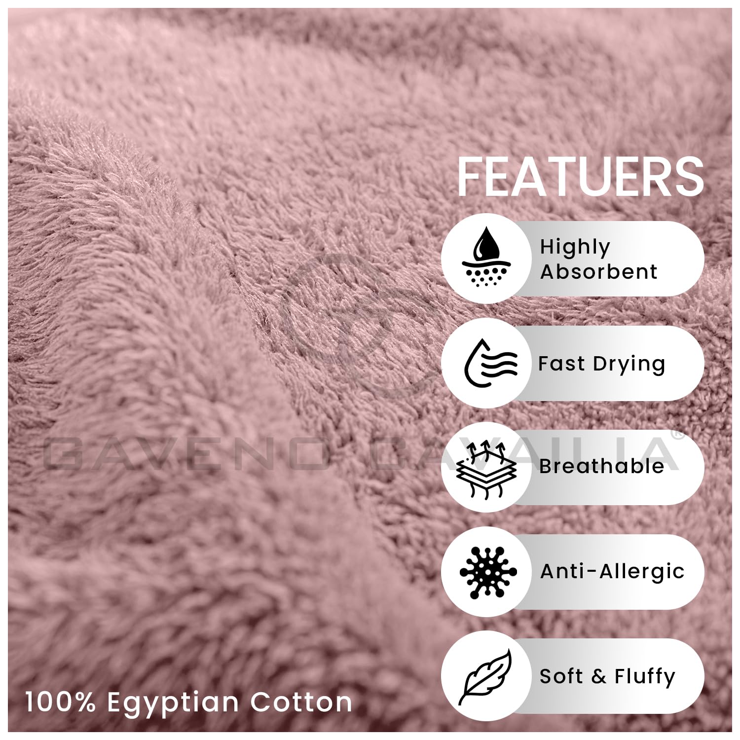 GC GAVENO CAVAILIA 8 Piece Towel Set - 450 GSM Cotton, Quick Dry, Blush Pink 4