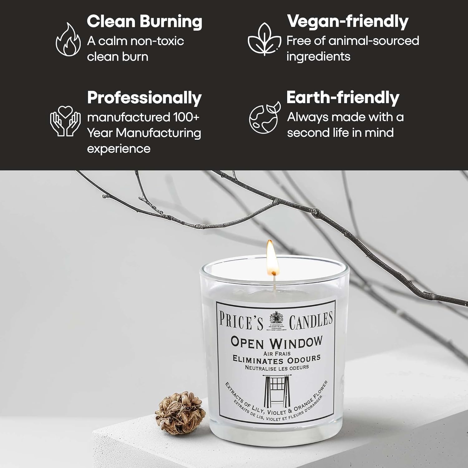 Price's Candles Set of 3 Open Window Jar Candles | 135 Total Hours | Odor Eliminating 4