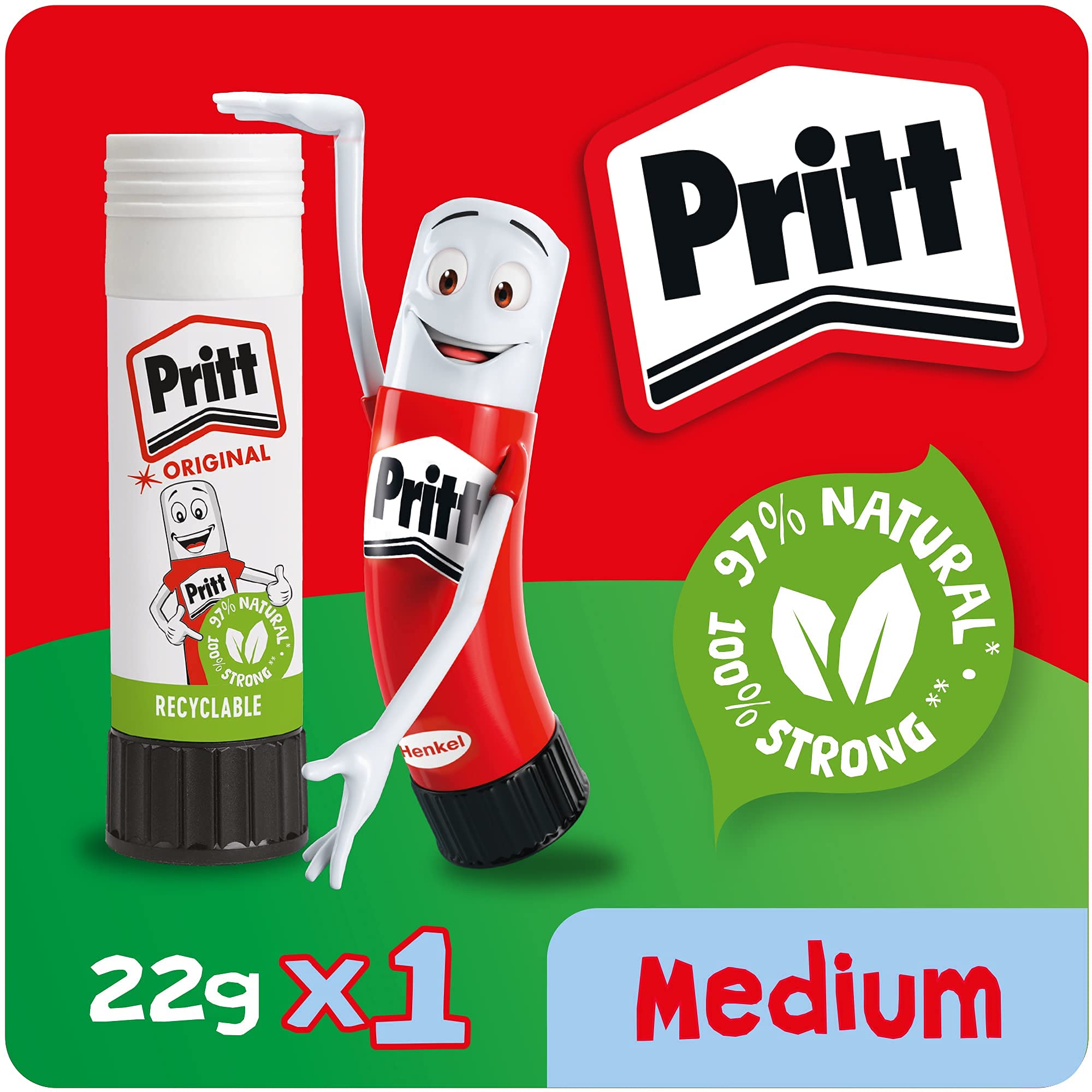 Pritt Glue Stick - Solvent-Free, Washable Craft Glue with 97% Natural Ingredients | 1 x 22g 3