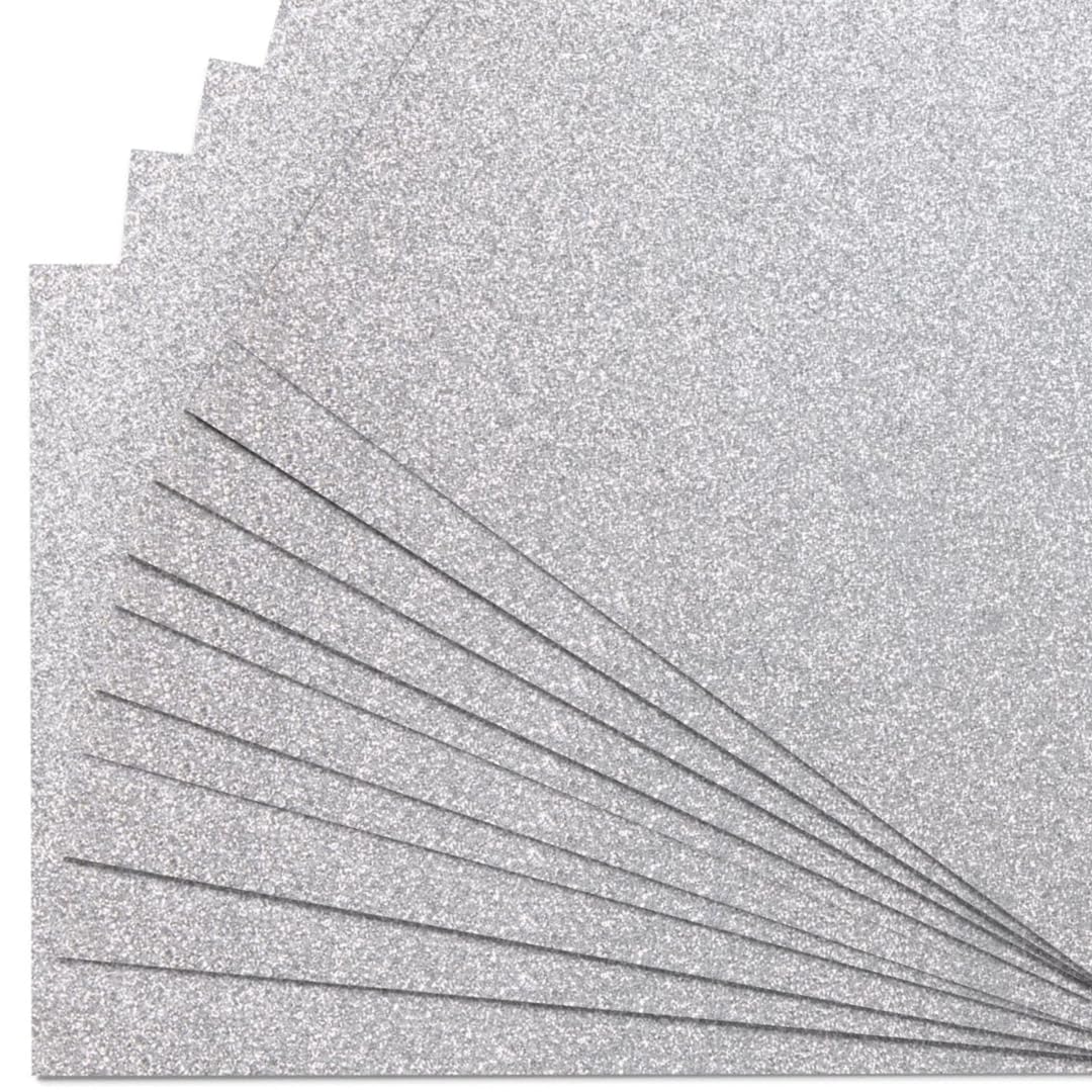 Springboard Supplies Silver Glitter Card Stock - 10 Pack A4 290gsm Non-Shed for Card Making 1