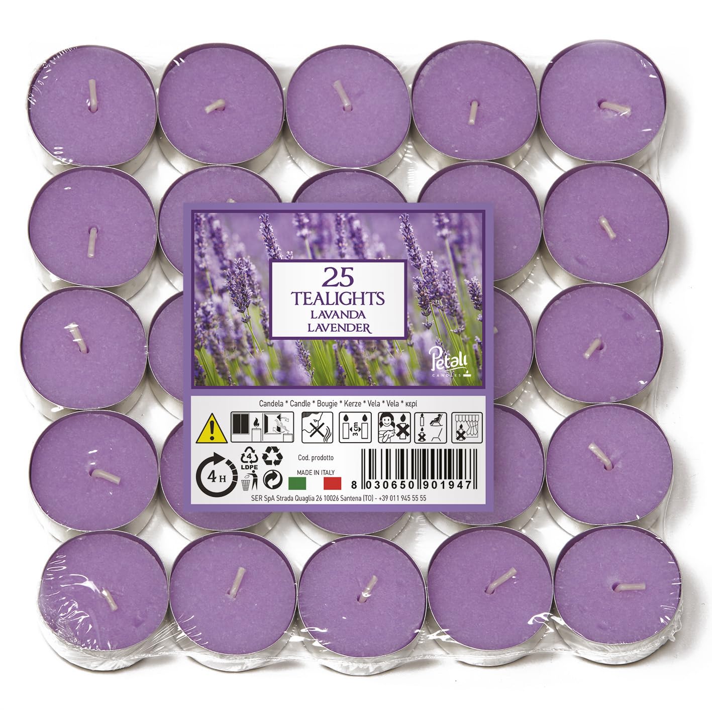 Tealight ALADINO 25 Tealights - Lavender Scent, Multicolour Wax 1