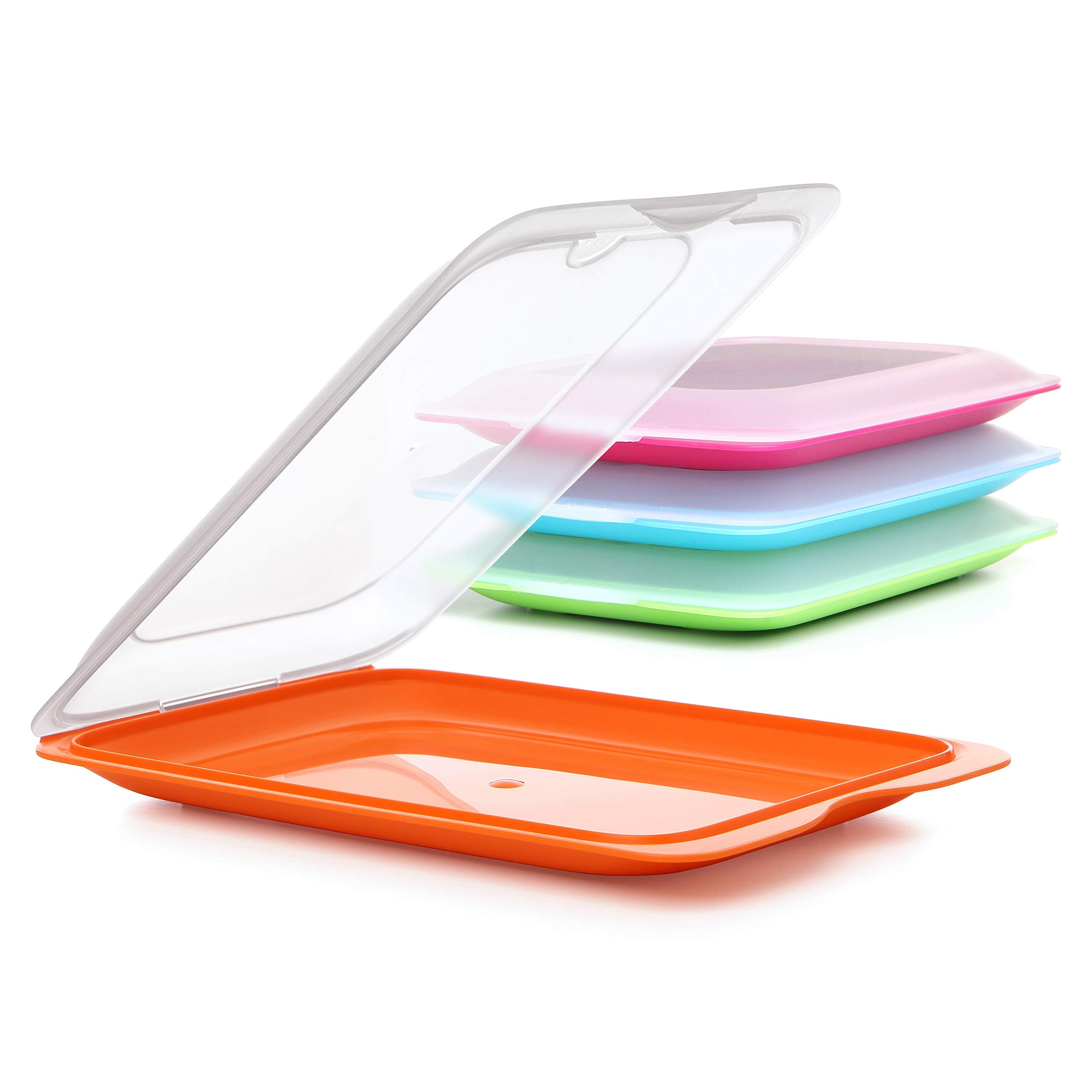TATAY Set of 4 Cold Meat Containers - Stackable, Fridge/Freezer/Microwave Safe | 17 x 3.2 x 25.2 cm 1