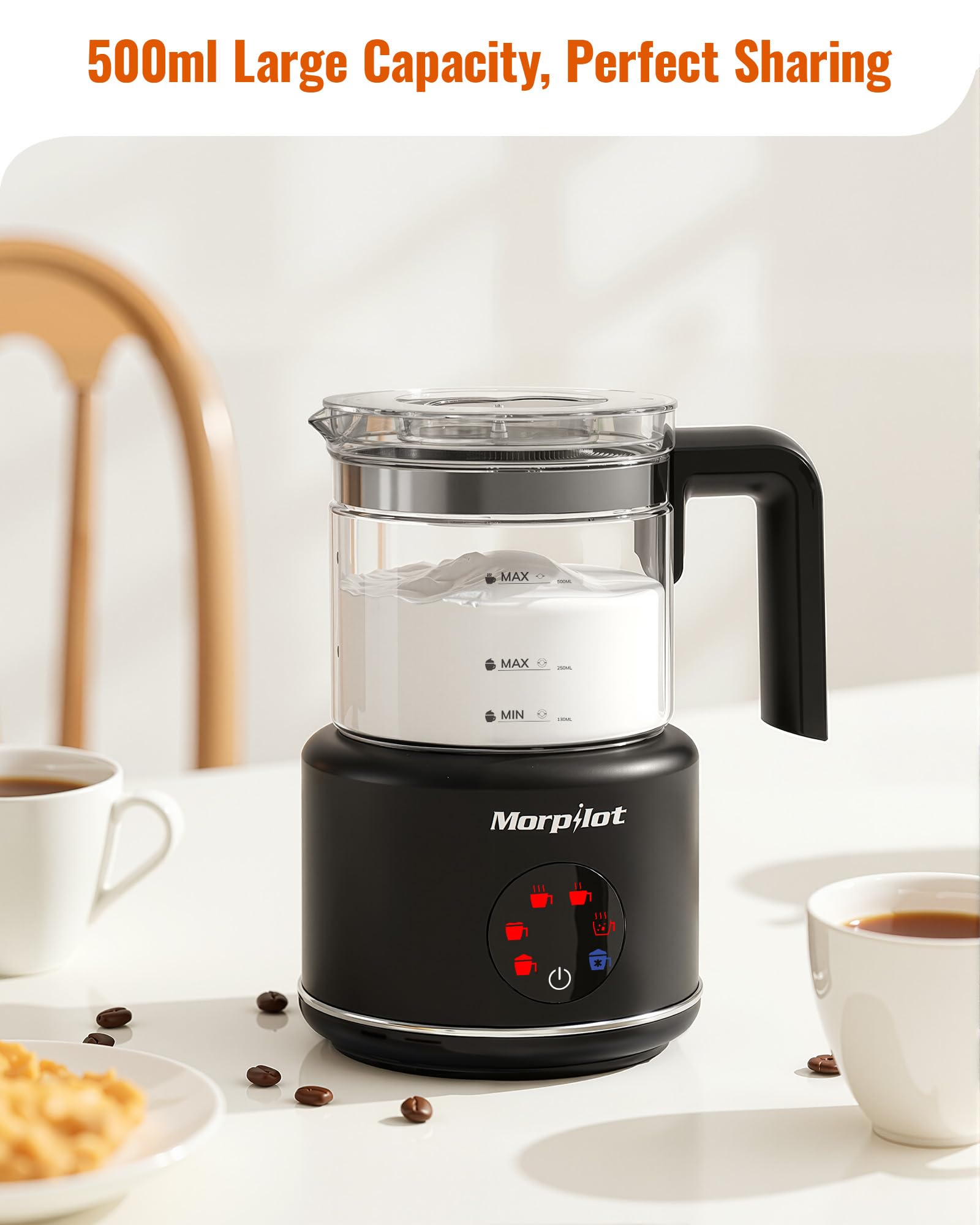 morpilot Automatic Milk Frother - 6-in-1 Functions | 500ML Capacity | Glass Body 4