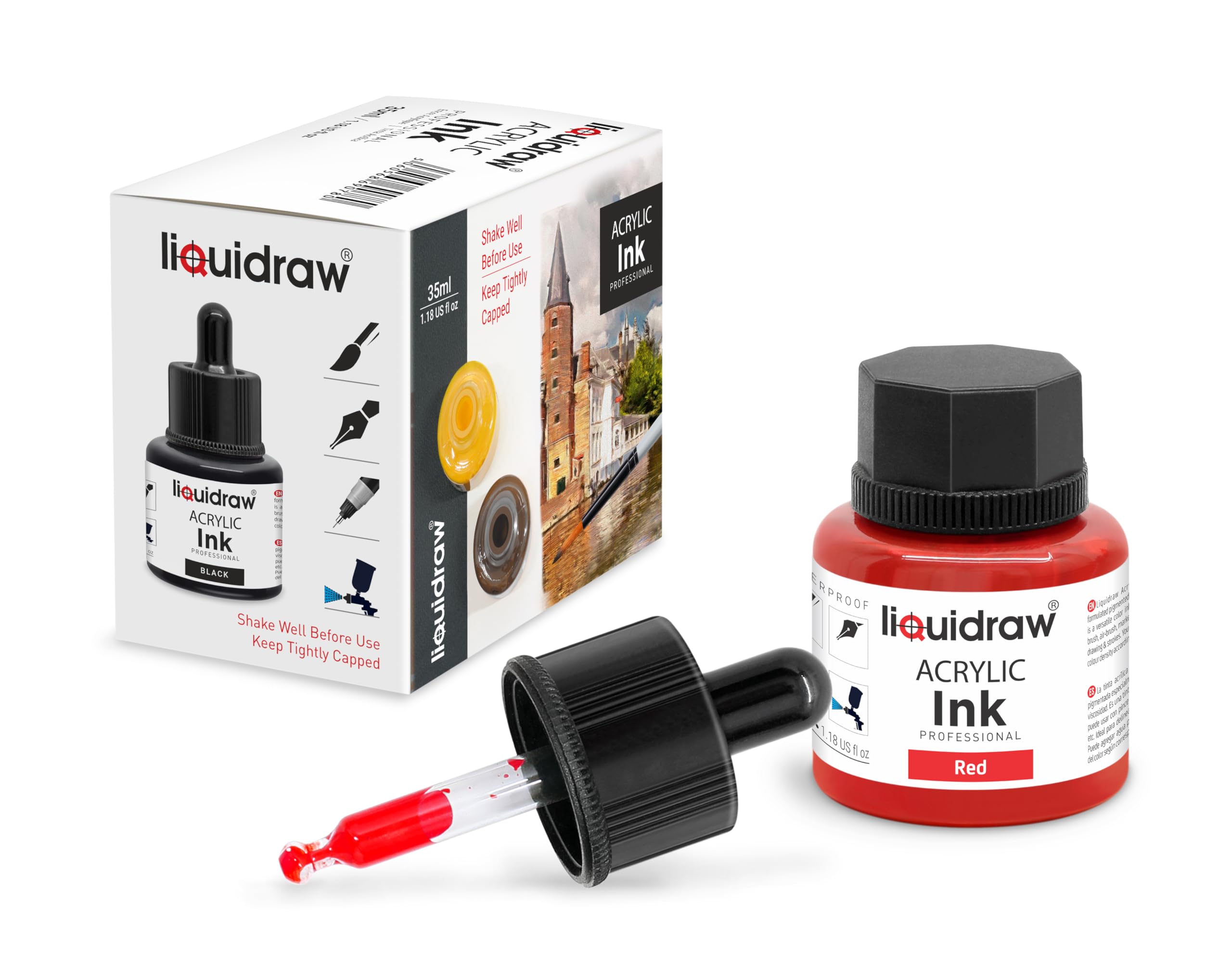 Liquidraw Acrylic Drawing Ink - 10 Assorted Colours | 35 ml Bottles 8