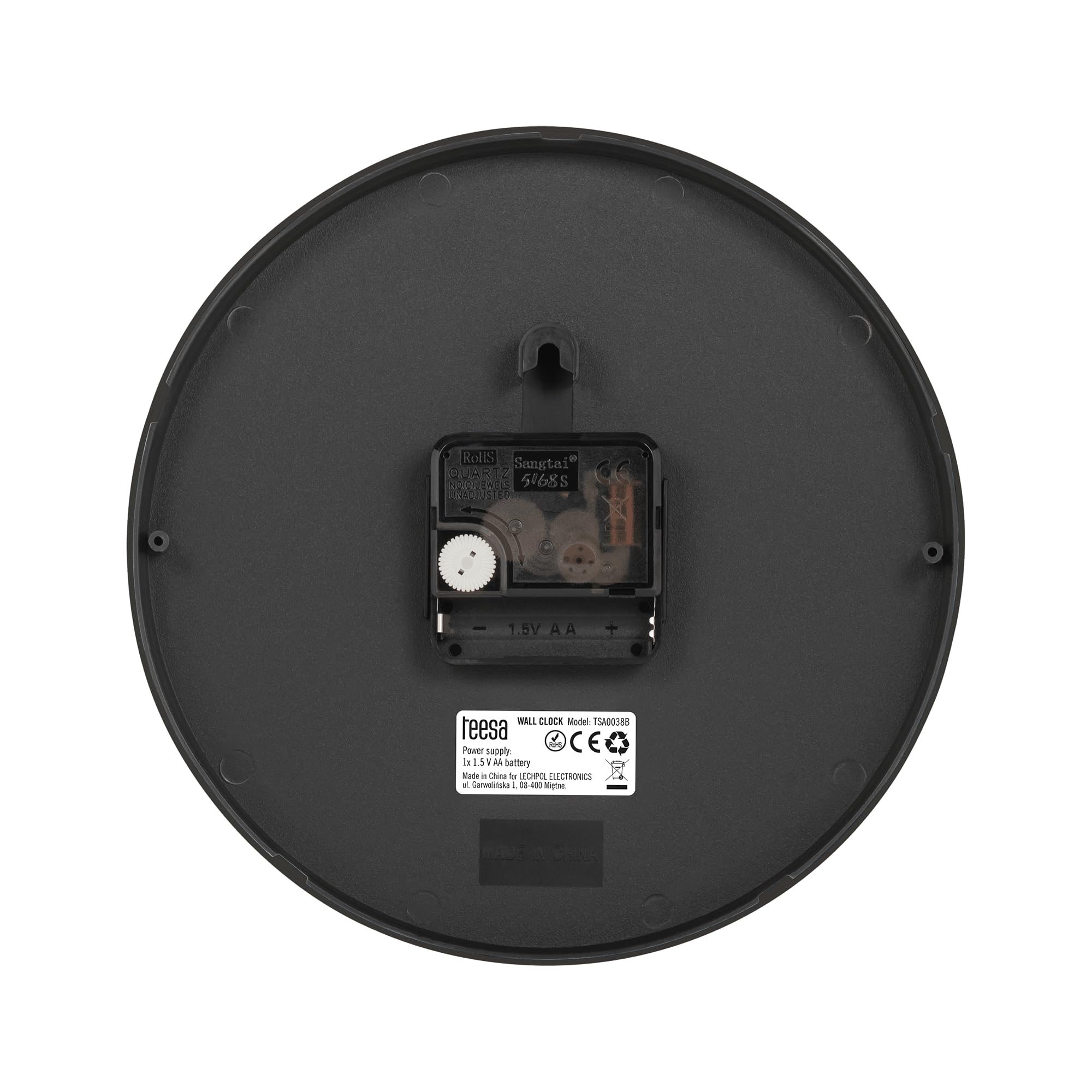 Teesa Analog Wall Clock - 20 cm Diameter | Silent Movement | Black Plastic 5