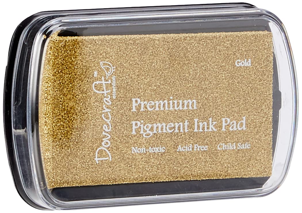 Dovecraft Essentials Premium Pigment Ink Pad - Gold | Acid Free | Large Raised Surface 2