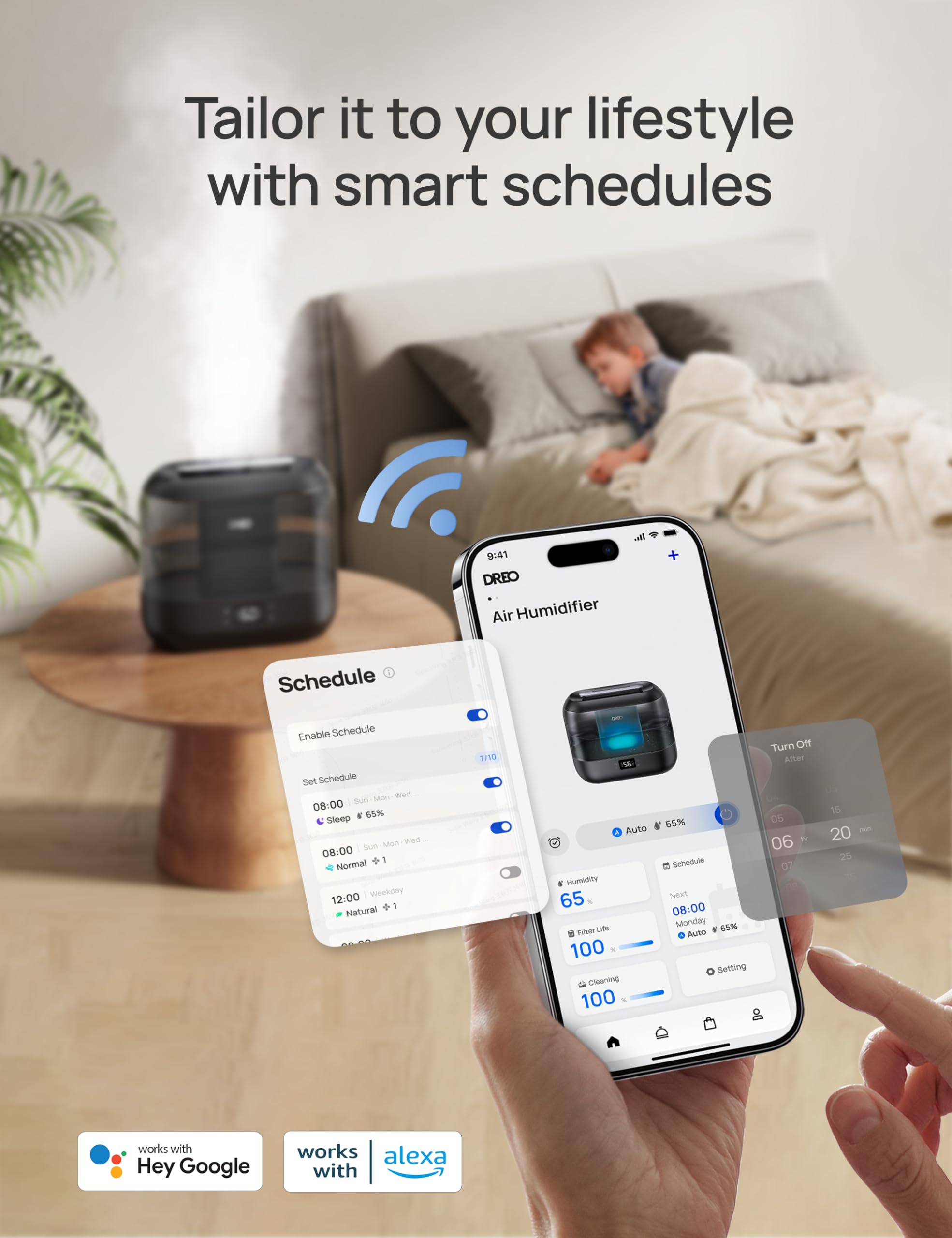 Dreo Smart Cool Mist Humidifier for Bedroom Baby - 4L, 36H Runtime, App/Voice Control | Black 7