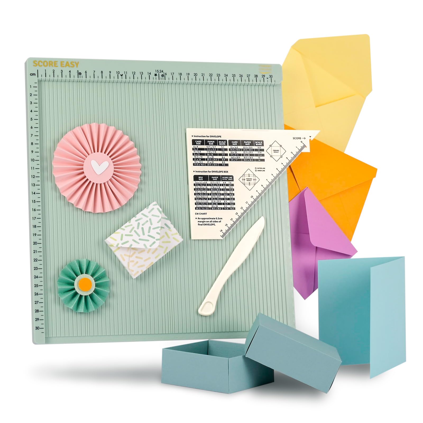 Vaessen Creative Easy Scoring Board CM with Bone Folder | 30.5 x 30.5 cm Scoring Area 5