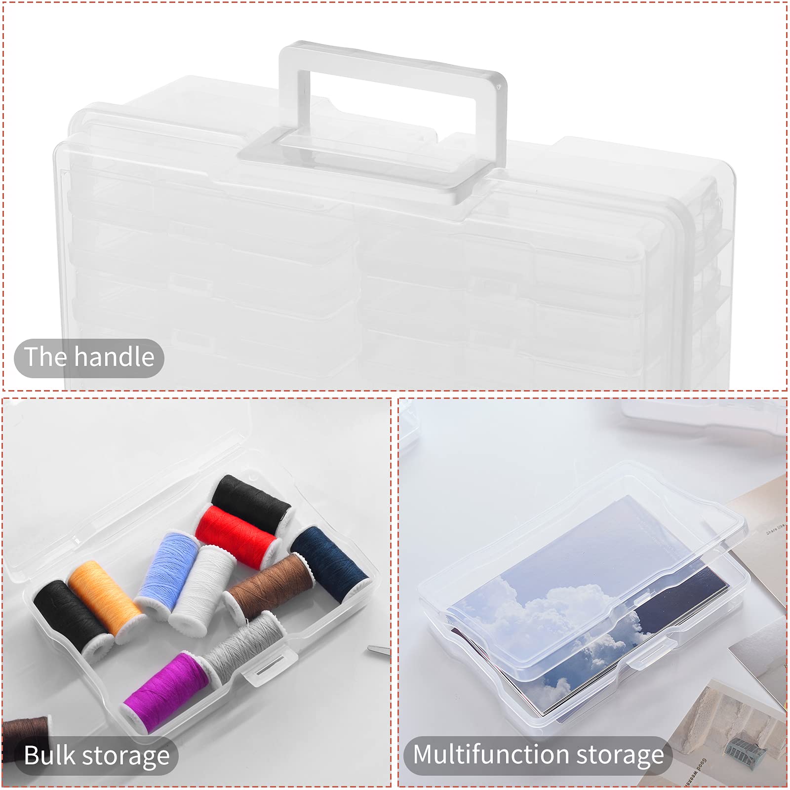 Zuvo Plastic Photo Storage Box - 16 Cases, Removable Dividers, Clear Polypropylene 9
