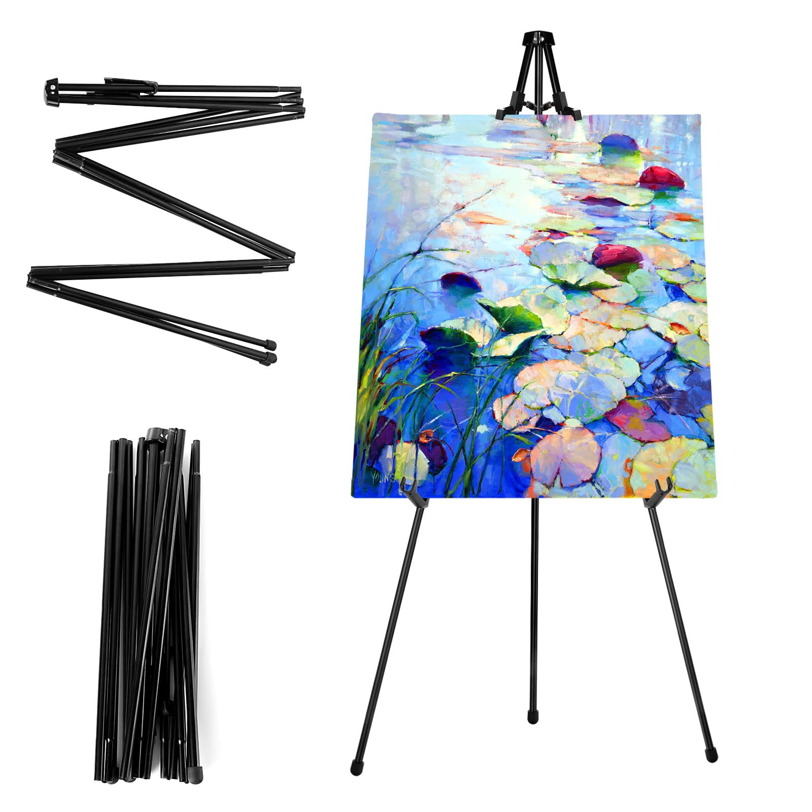 ASelected Adjustable Metal Display Easel Stand - 160cm Height, Foldable, Black Finish 1