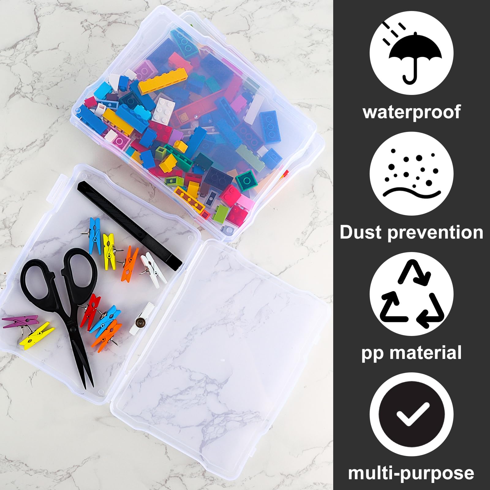 ASelected Plastic Photo Storage Box - Stackable, Transparent, Multi-Functional | 7 Items Total 4