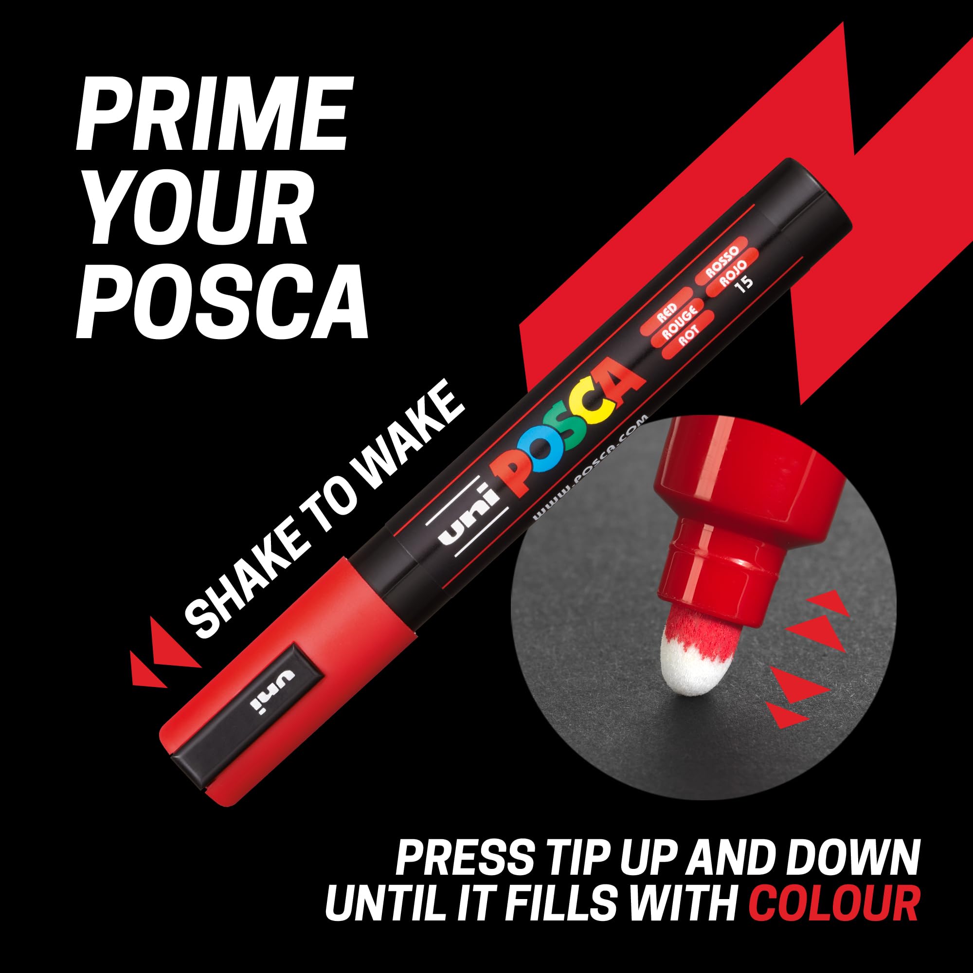 Posca PC-5M Medium Bullet Tip Paint Markers - Essential 8pc Set | 1.8mm-2.5mm Line | Water-Based Opaque Color 3