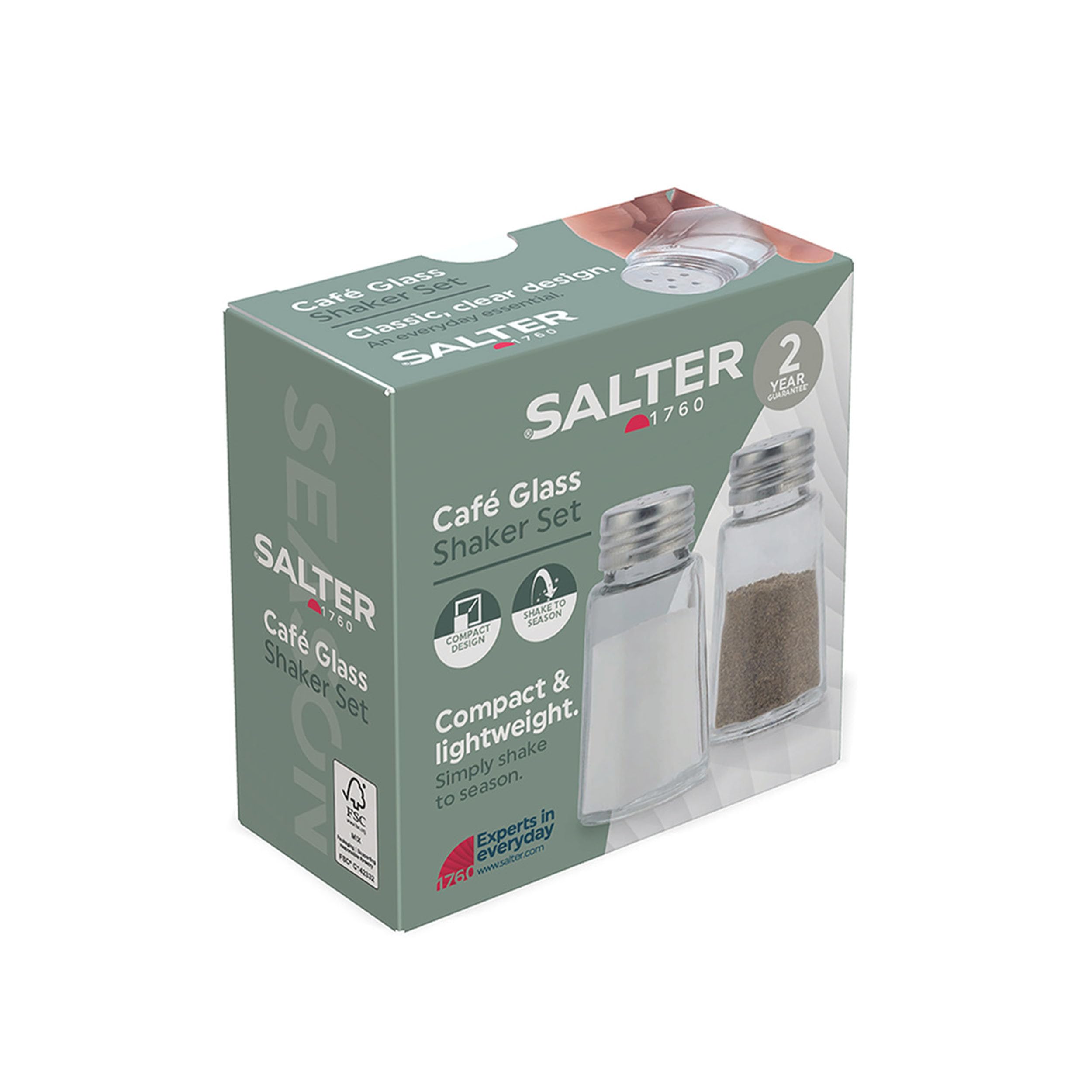 Salter 750 CLXR Salt & Pepper Shakers - Set of 2, Compact Classic Seasoning Mills, Glass 3