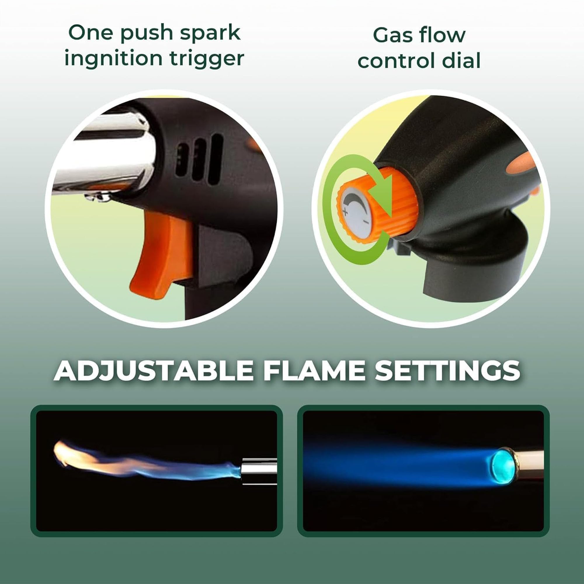 Green Haven Butane Torch Attachment Head - Piezo Ignition | Compatible with All Butane Tanks 2