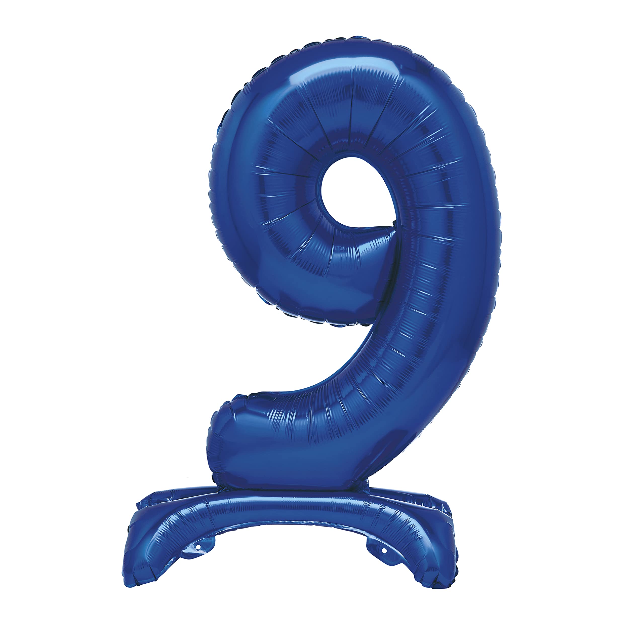 Unique Blue Number 9 Standing Foil Balloon | 30' Inflated Size | Air Fill Only
