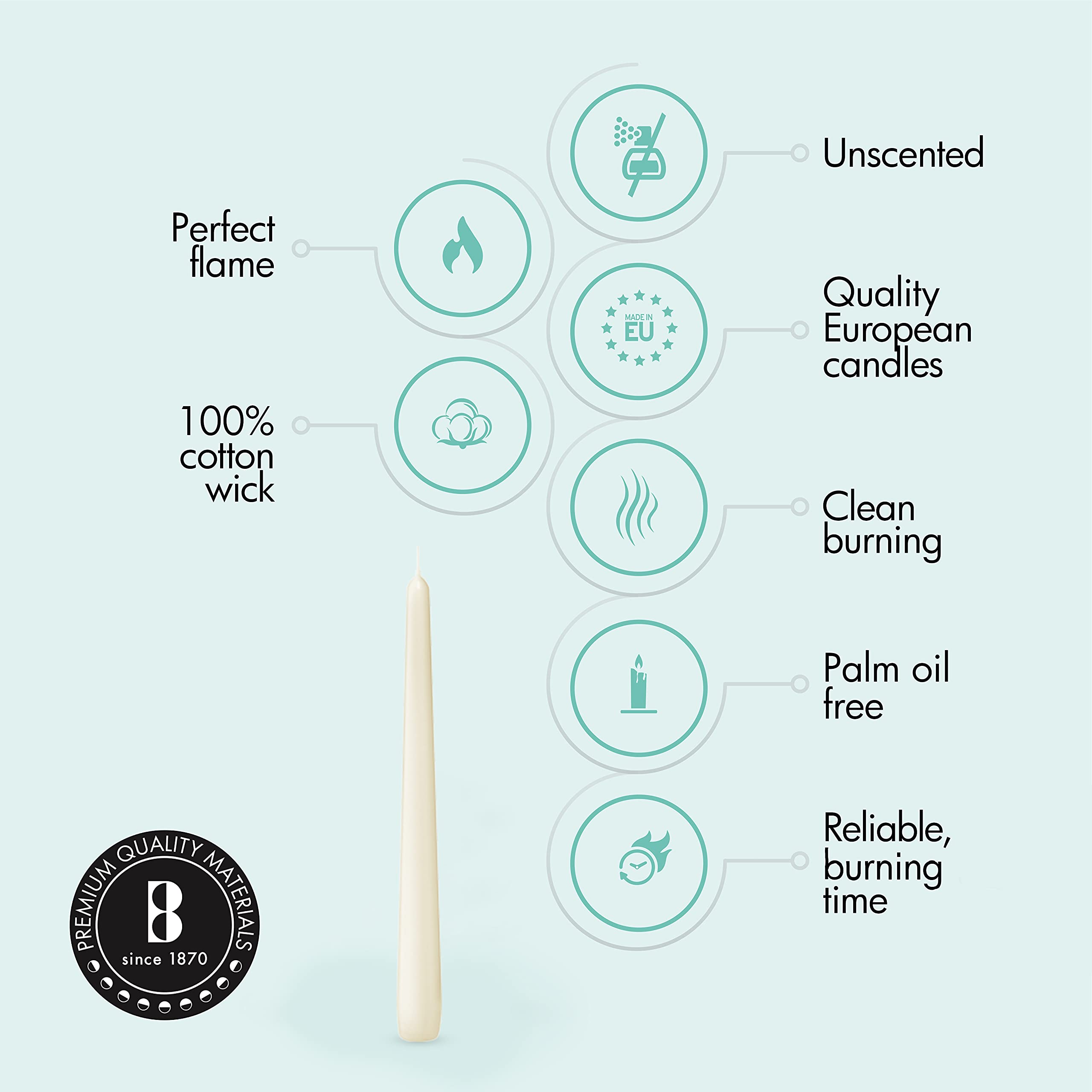 BOLSIUS Tapered Dinner Candles - Ivory, 25.4 cm Length | Pack of 100 | Unscented 3