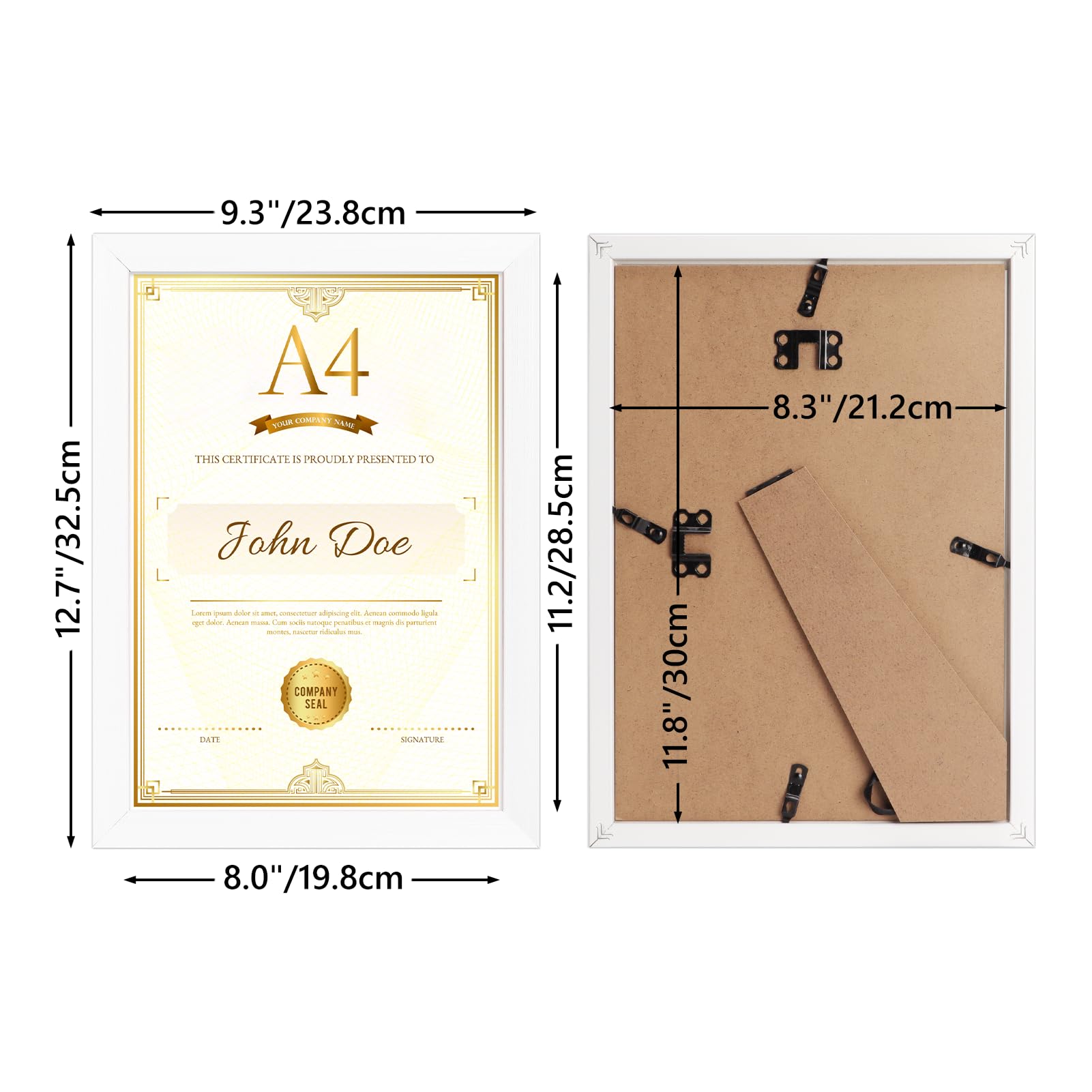 EXYGLO 12 Pack White A4 Picture Frames - Wall & Tabletop Display for Certificates and Photos 2