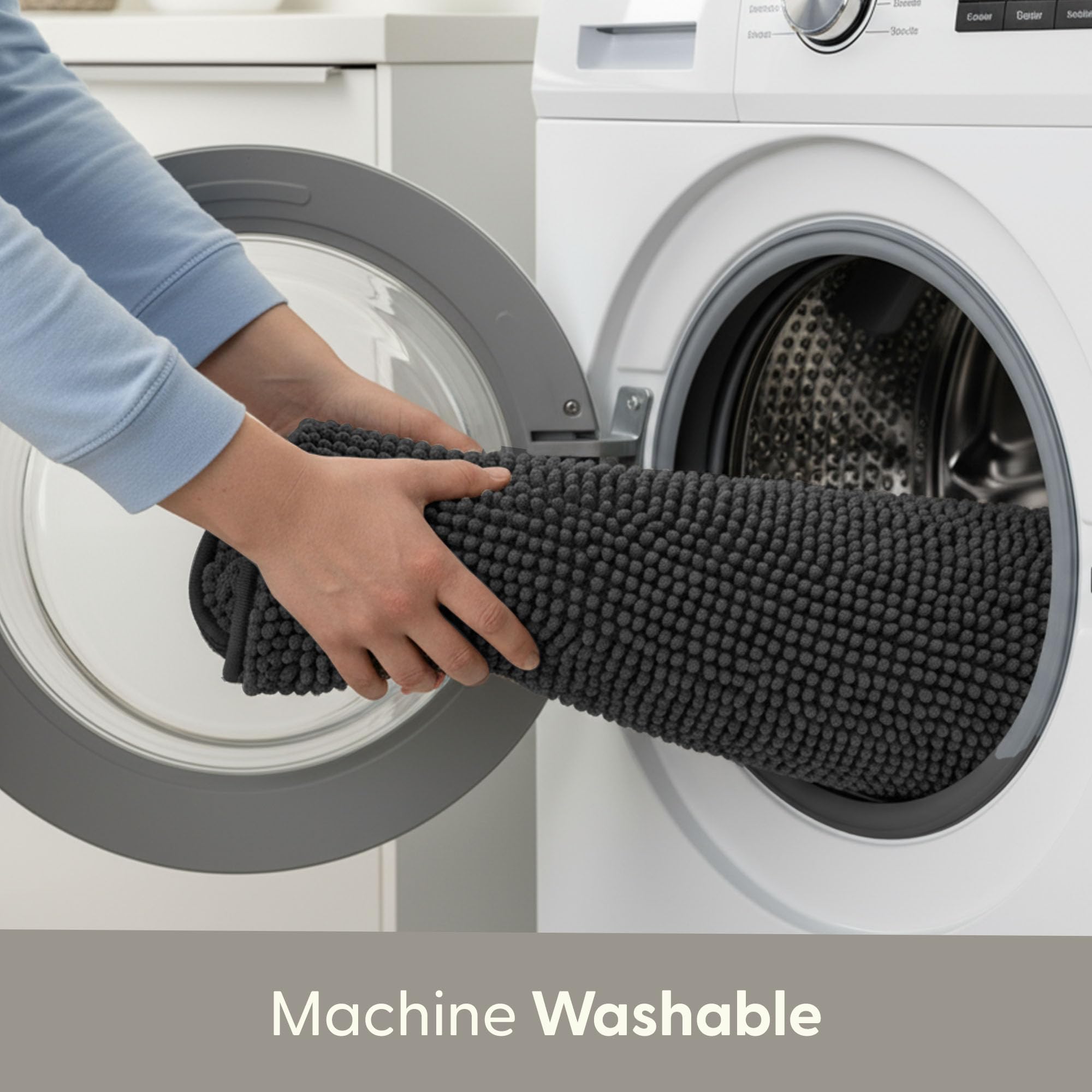 KEPLIN Non-Slip Microfibre Bath Mat - Soft, Absorbent, Machine Washable | Grey | 40 x 60 cm 6