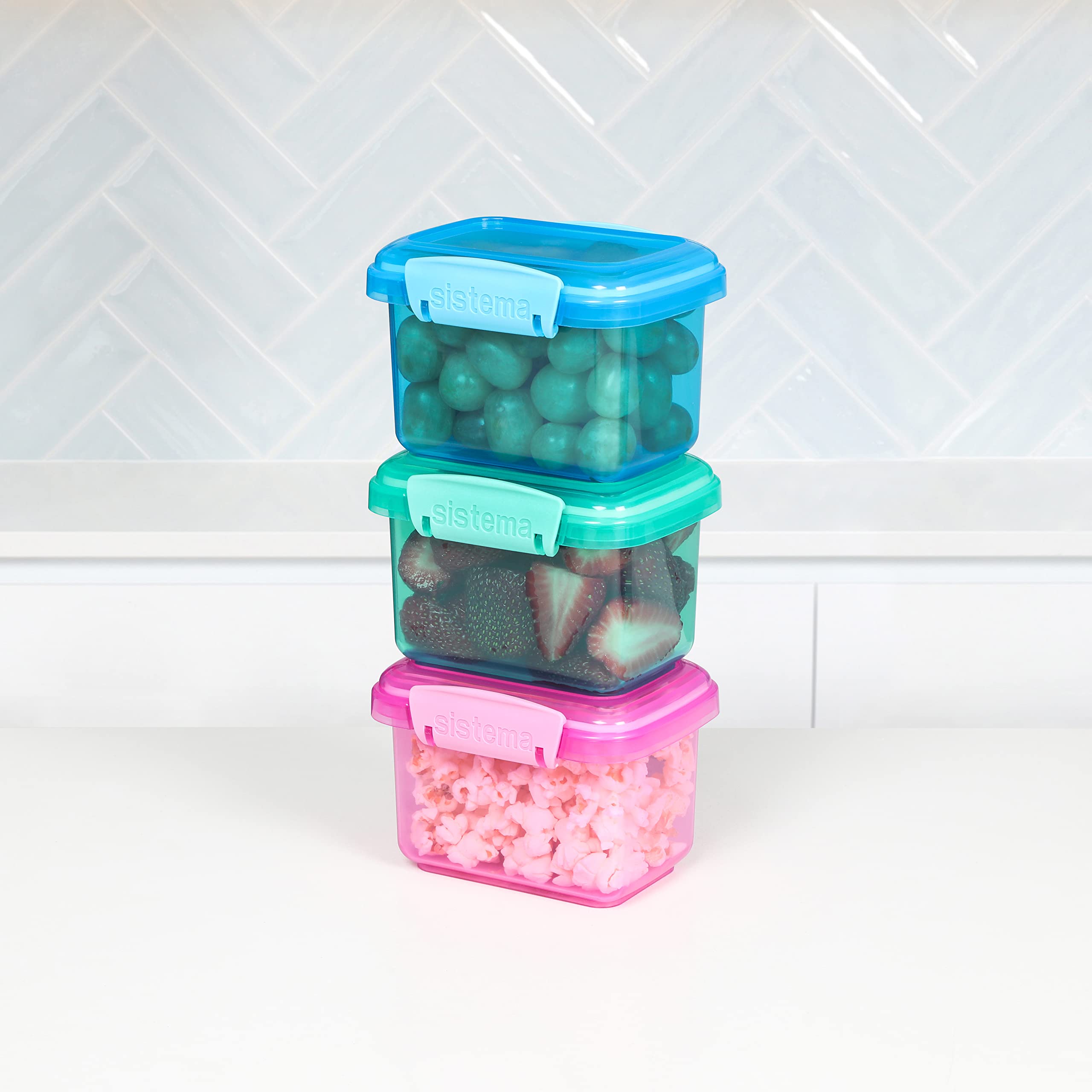 Sistema Snack Pots Food Storage Containers - 400 ml Capacity | 3 Count | Assorted Colours | BPA-Free 5