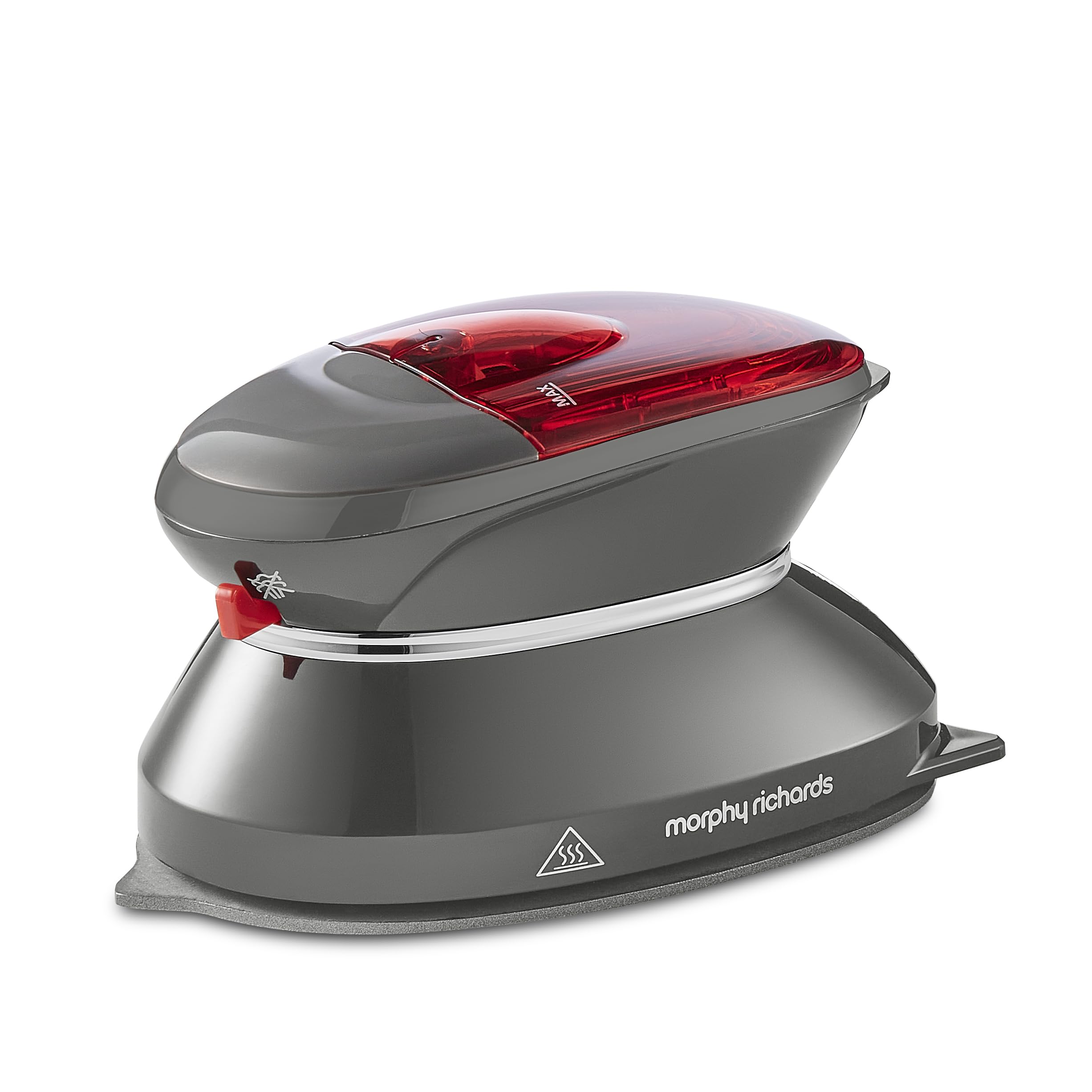 Morphy Richards Compact Travel Iron - Dual Voltage, Non-Stick Soleplate, Continuous Steam | Grey/Red 1
