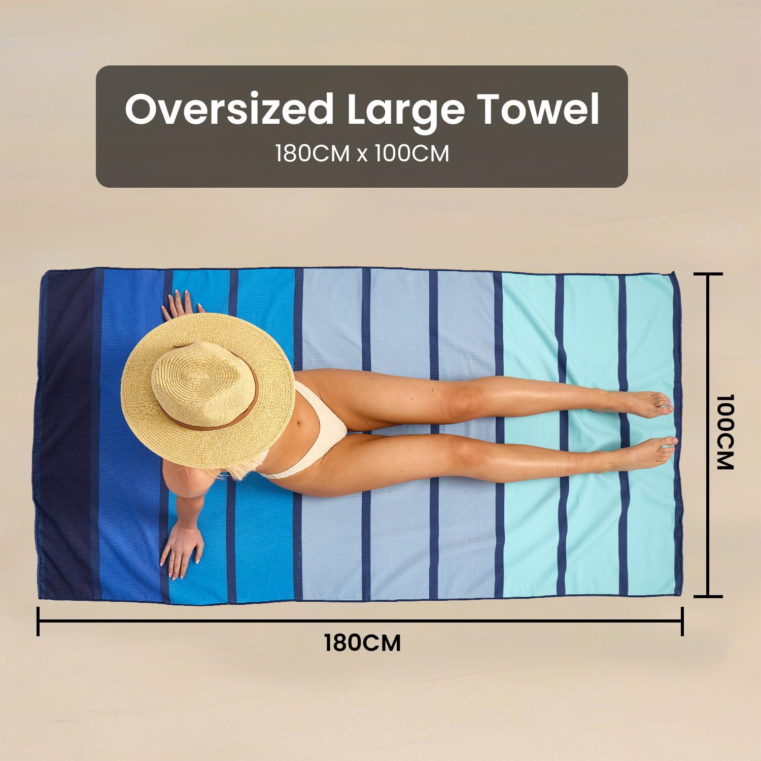 GC GAVENO CAVAILIA Extra Large Beach Towel - 180x100 cm Quick Dry Polyester with Non-Slip Backing 7