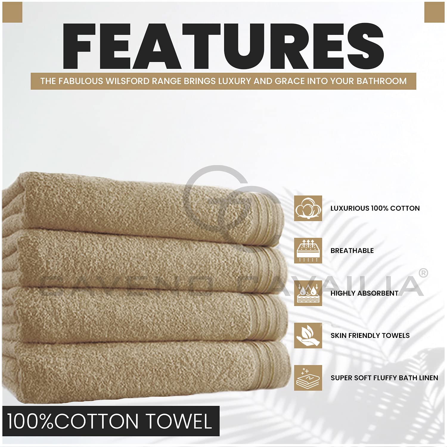 GC GAVENO CAVAILIA Egyptian Cotton Bath Sheet - 4 Pack Mocha | 450 GSM | 75 x 135 cm 2